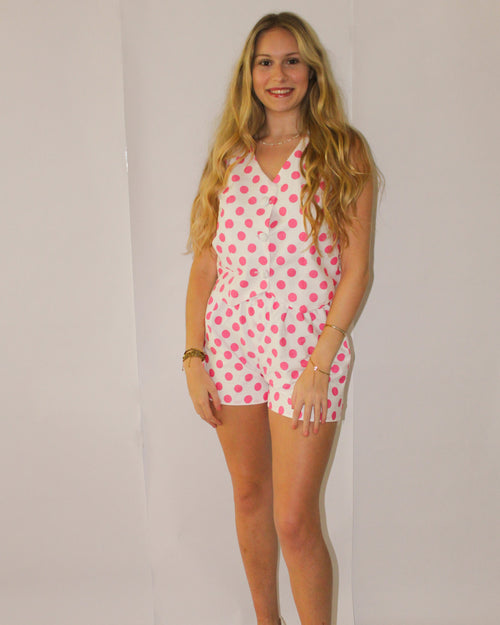Annie Polka Dot Set / White Pink