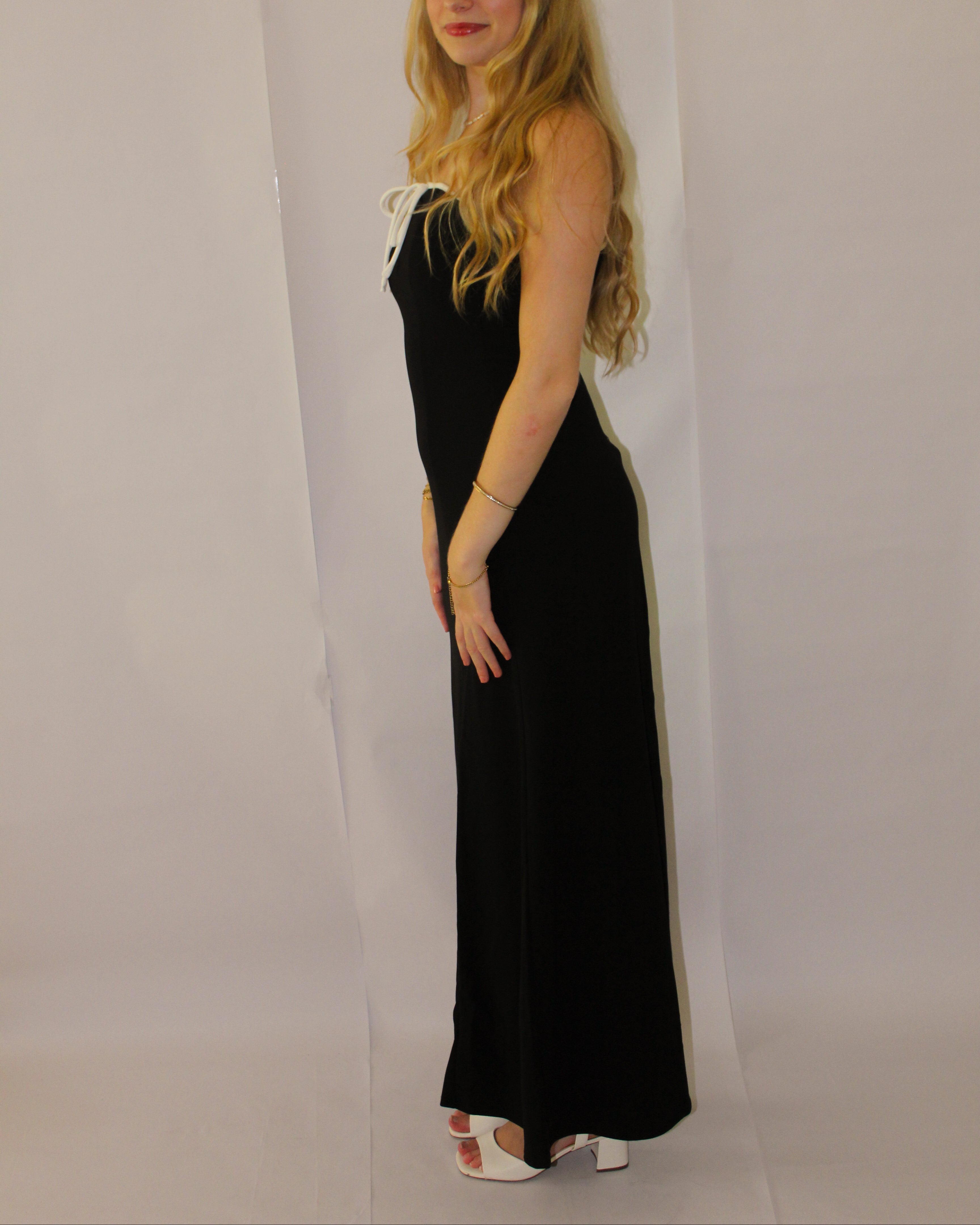 Black Contrast Bow Maxi Dress