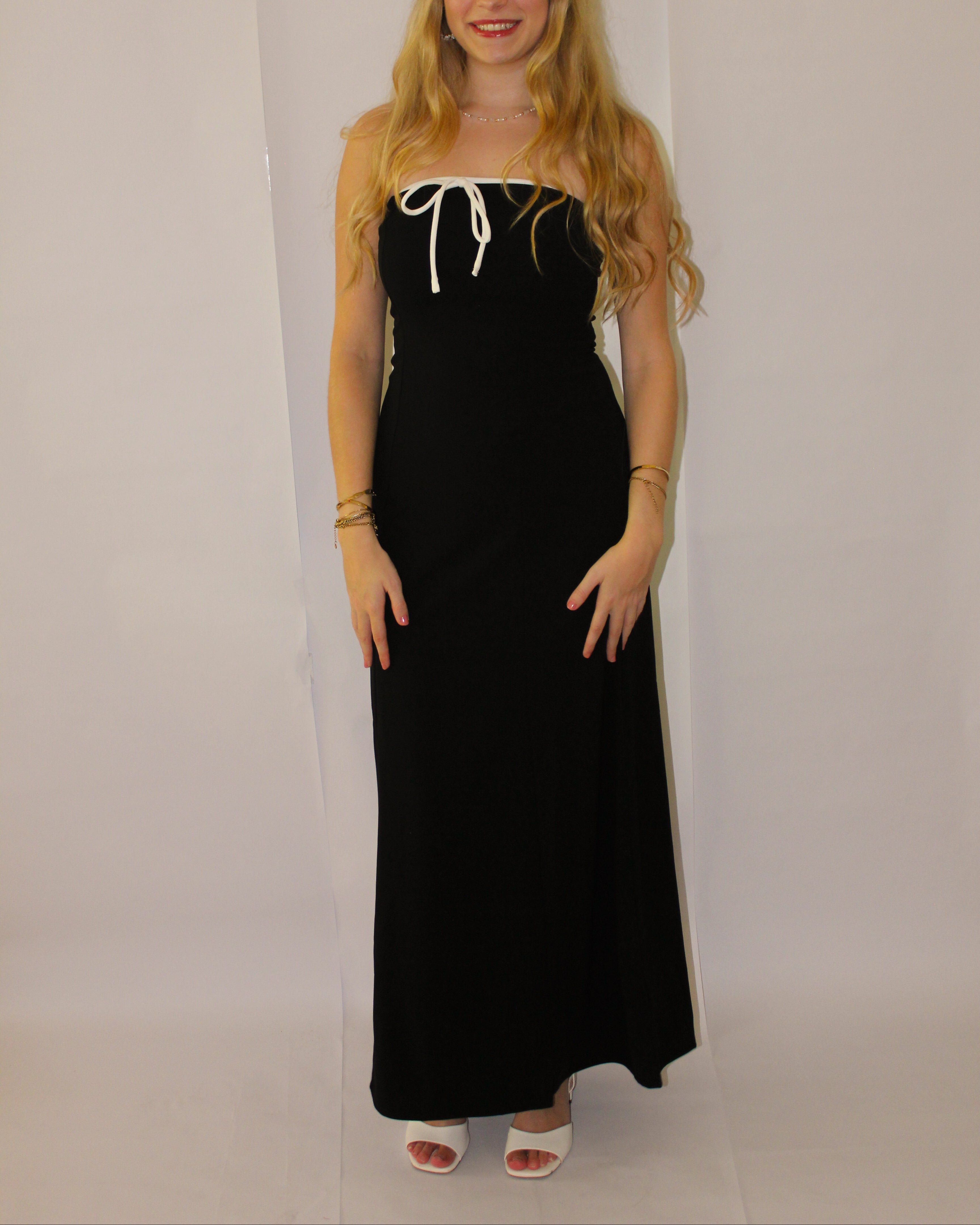 Black Contrast Bow Maxi Dress