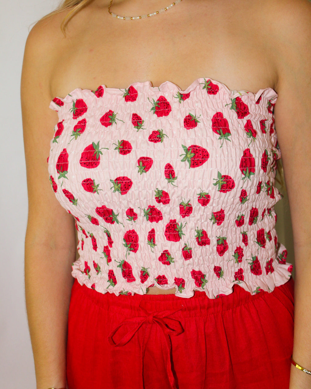 Strawberry Ruffle Top