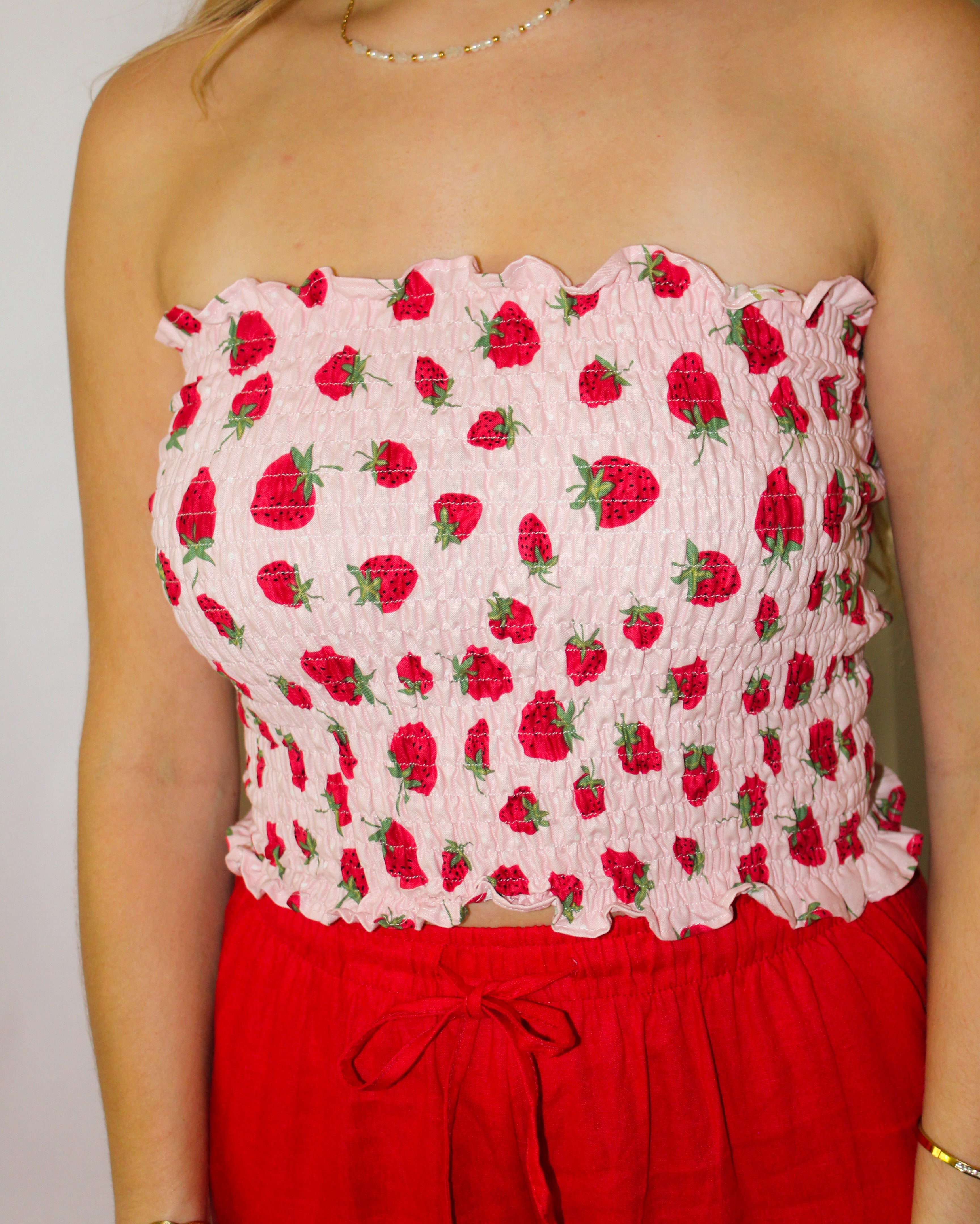 Strawberry Ruffle Top