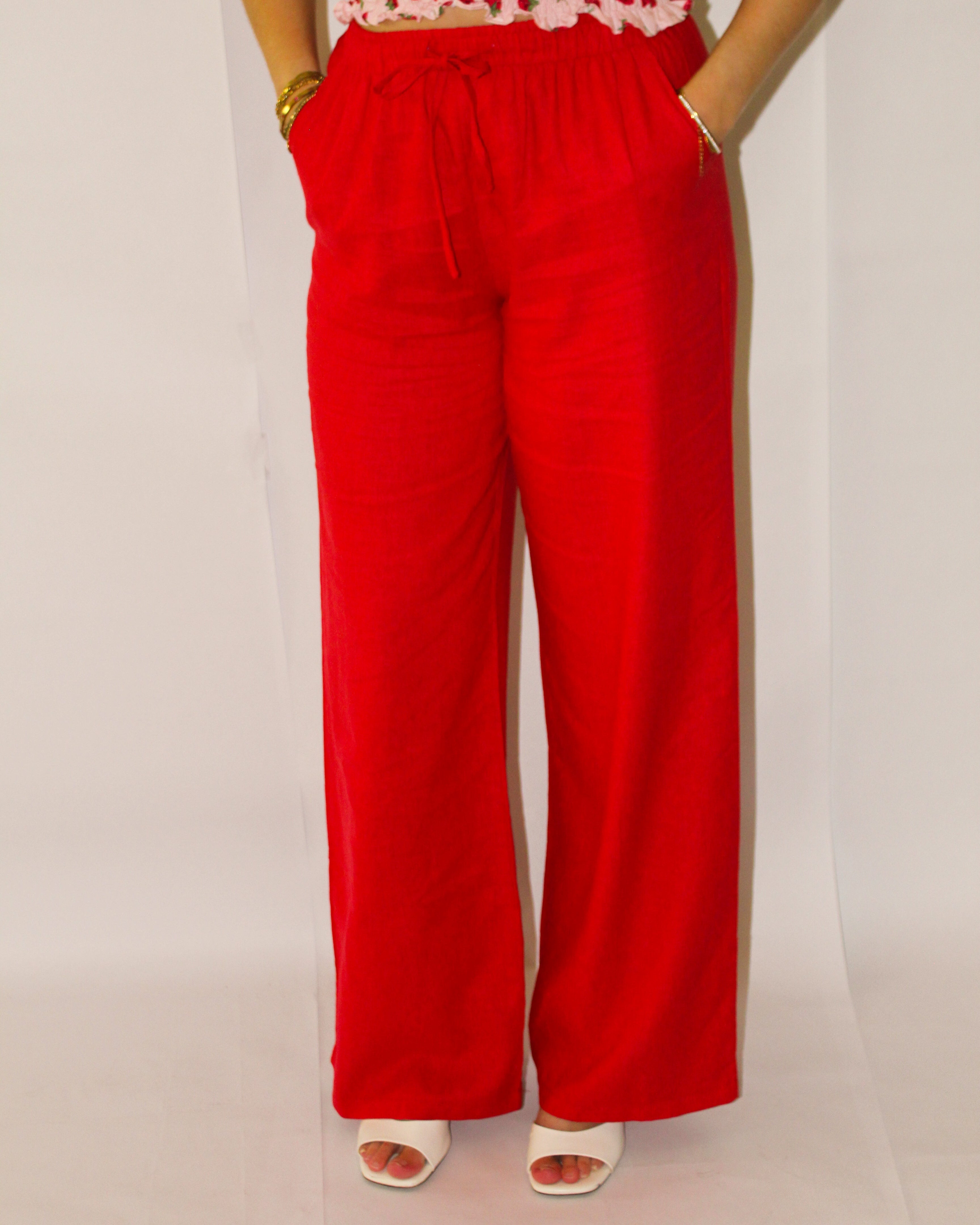 Cherry Linen Pants
