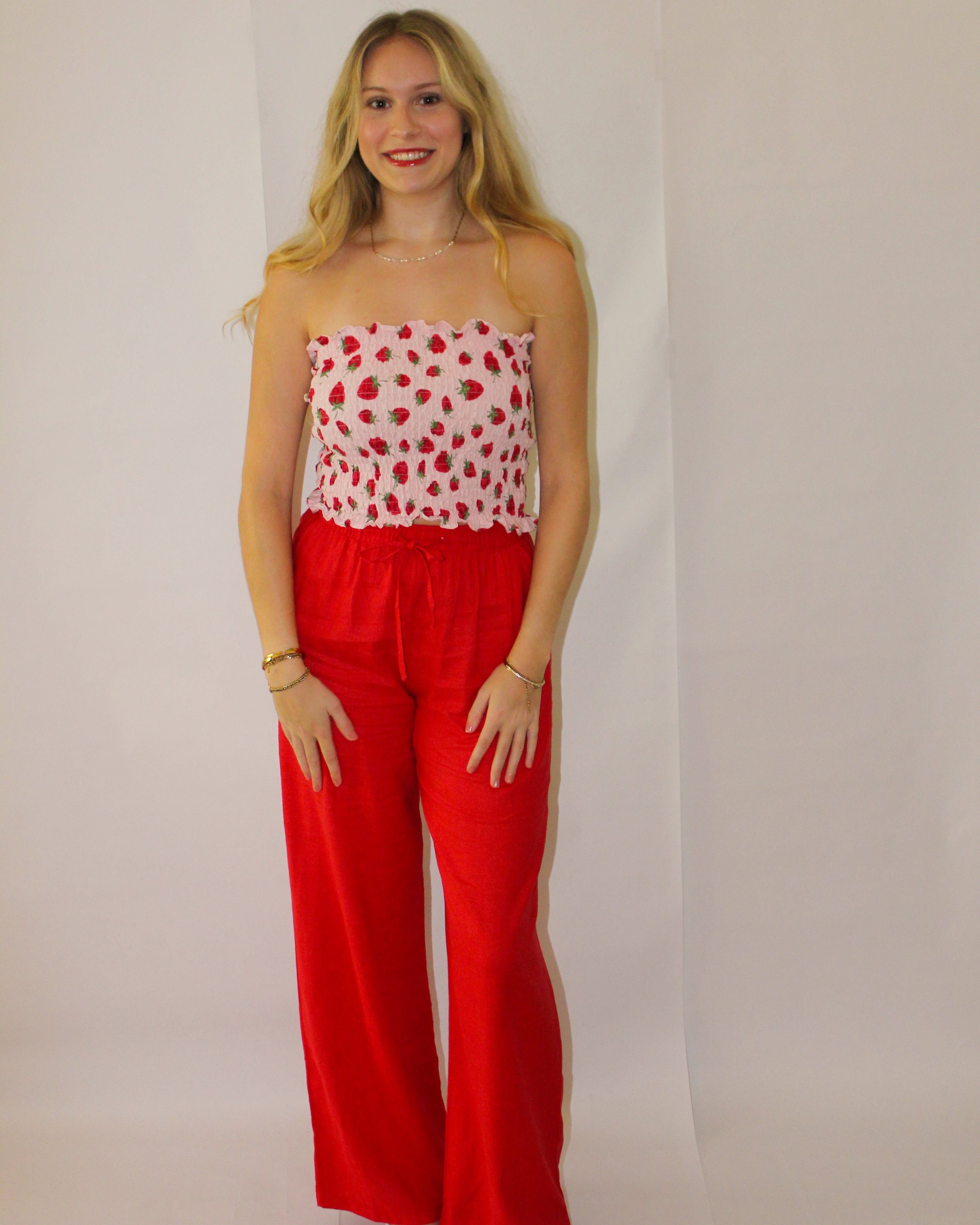 Cherry Linen Pants