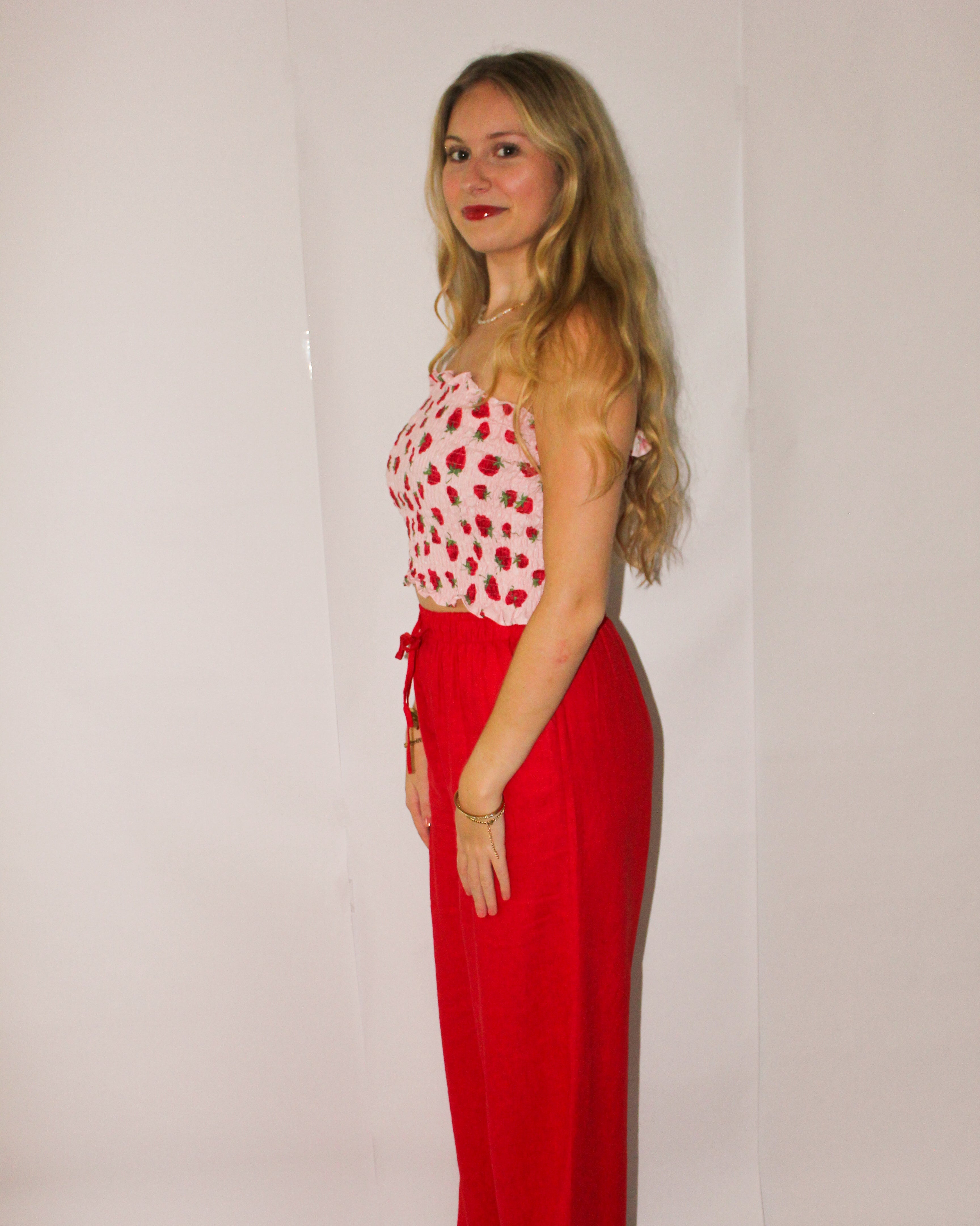 Strawberry Ruffle Top