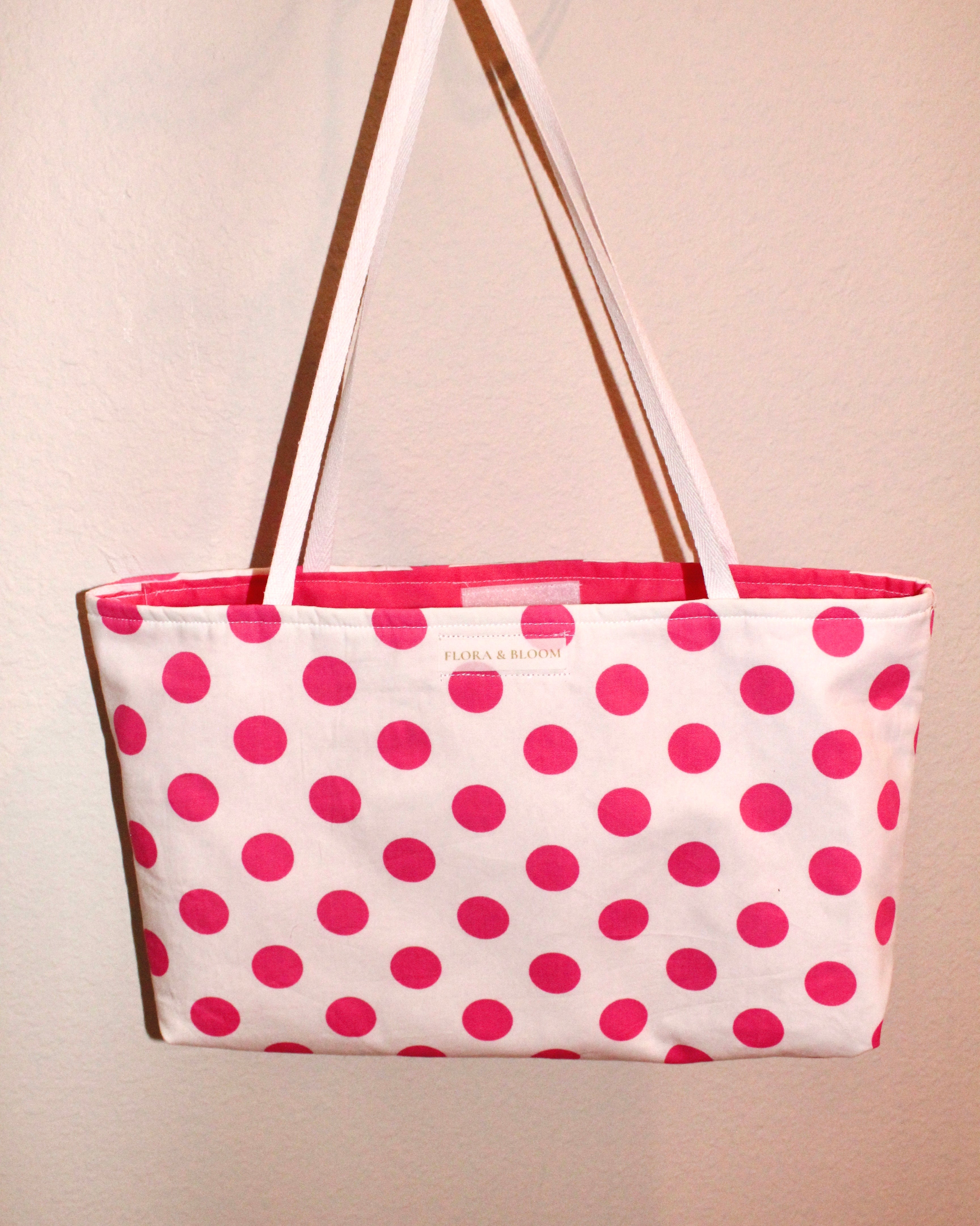 Pink Polka Dot Tote Bag