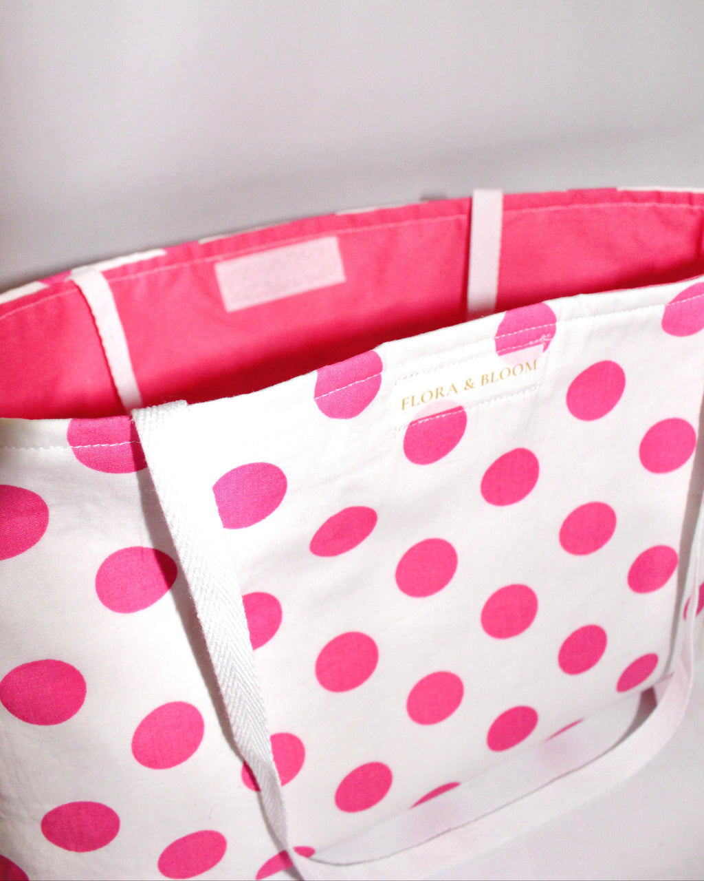 Pink Polka Dot Tote Bag