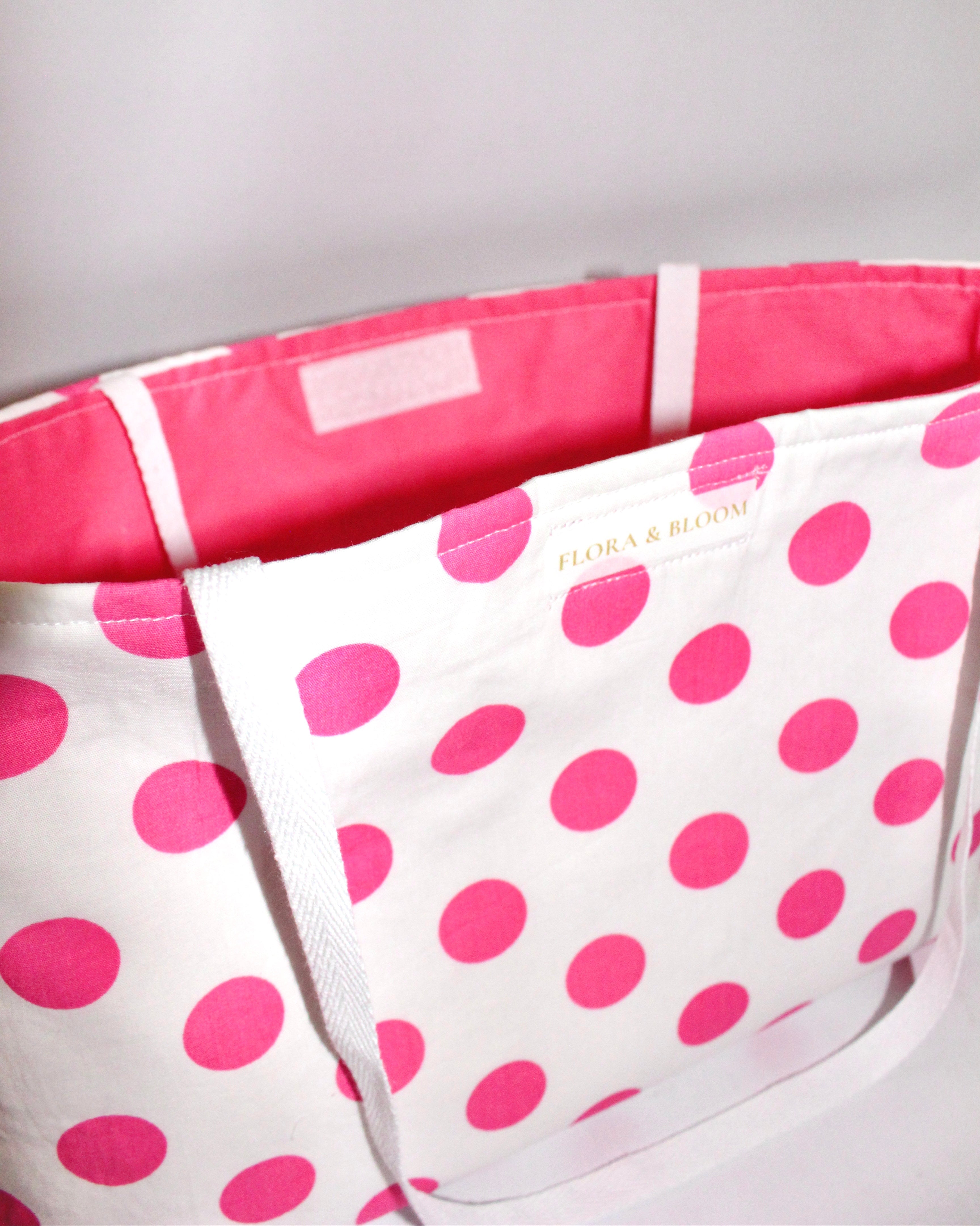 Pink Polka Dot Tote Bag