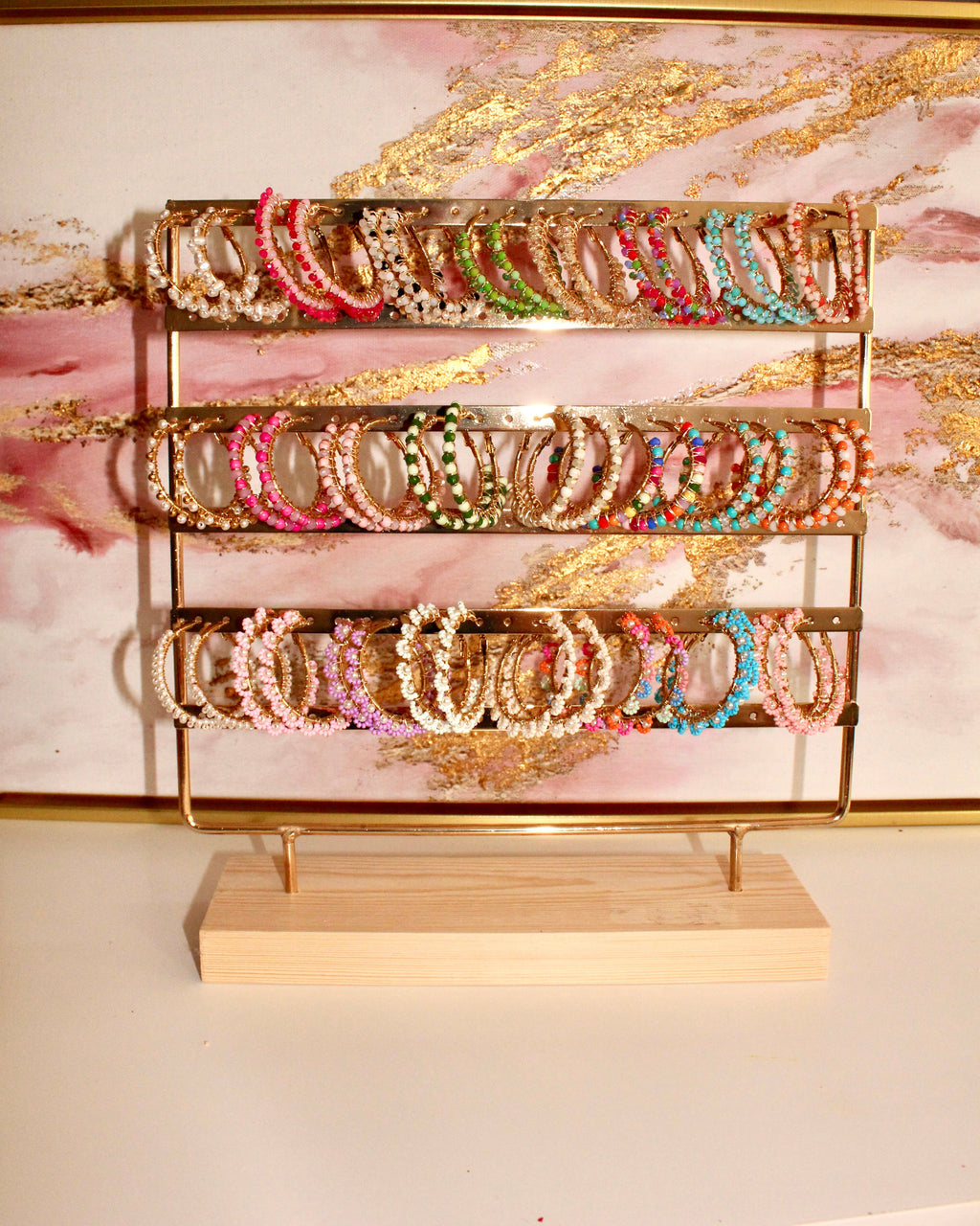 Beaded Hoop Earrings - Berry Pop