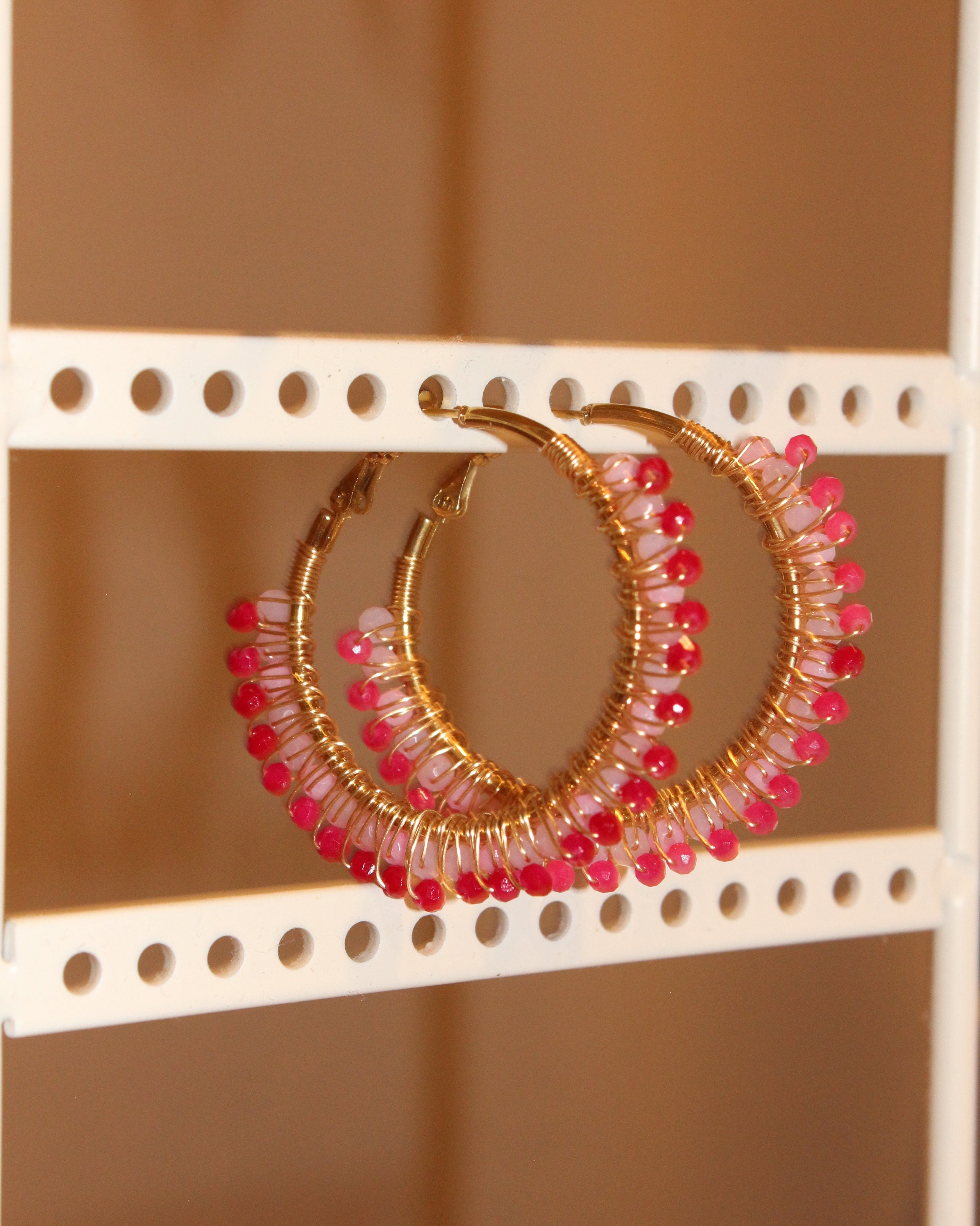 Beaded Hoop Earrings - Pinkie Pie