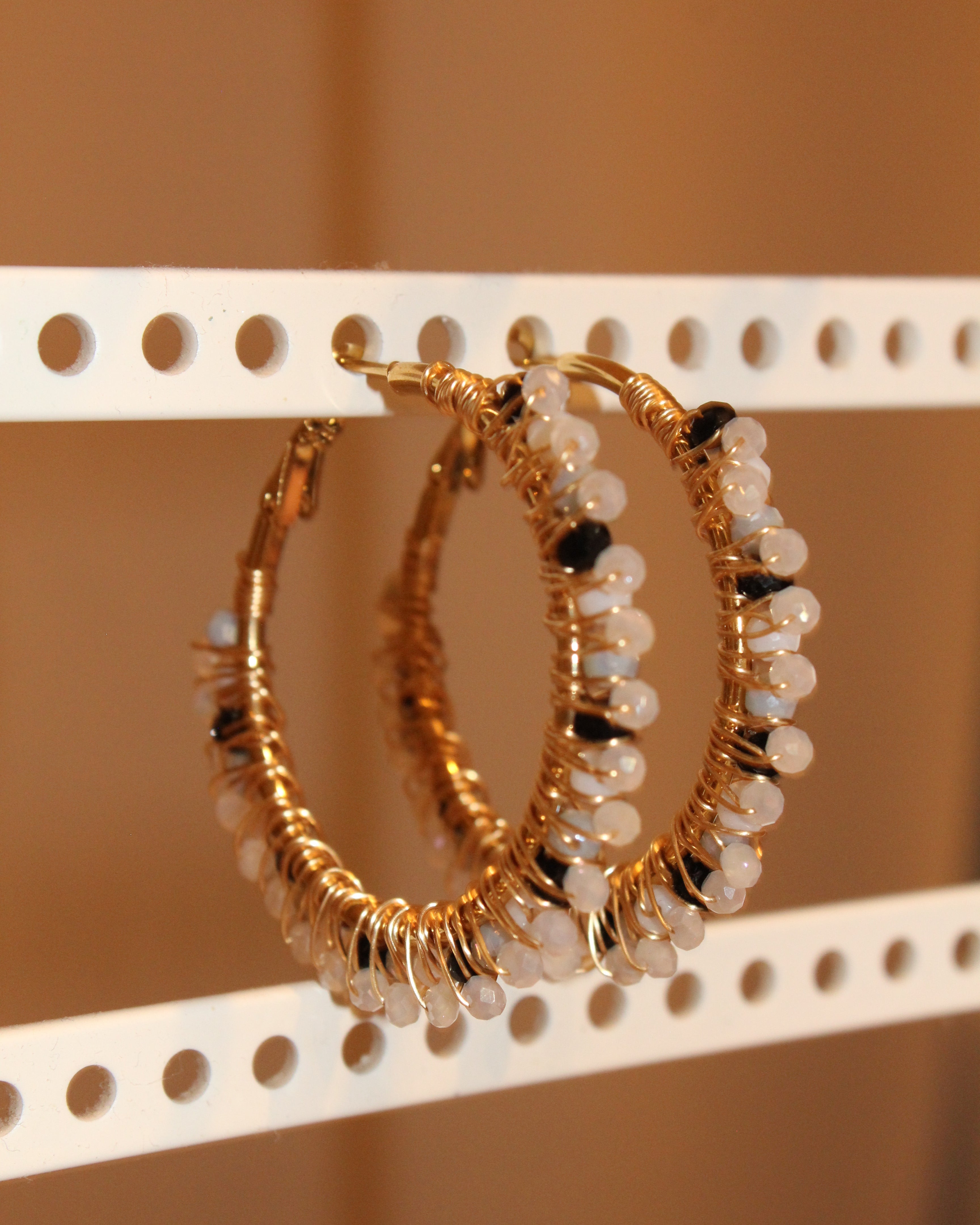 Beaded Hoop Earrings - Moonlight Pearl