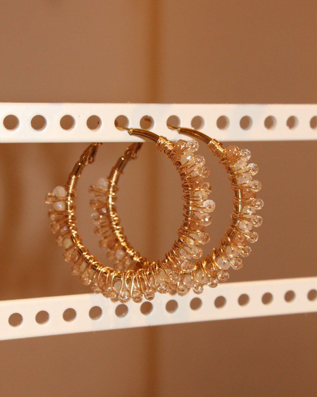Beaded Hoop Earrings - Sunbeam Gold