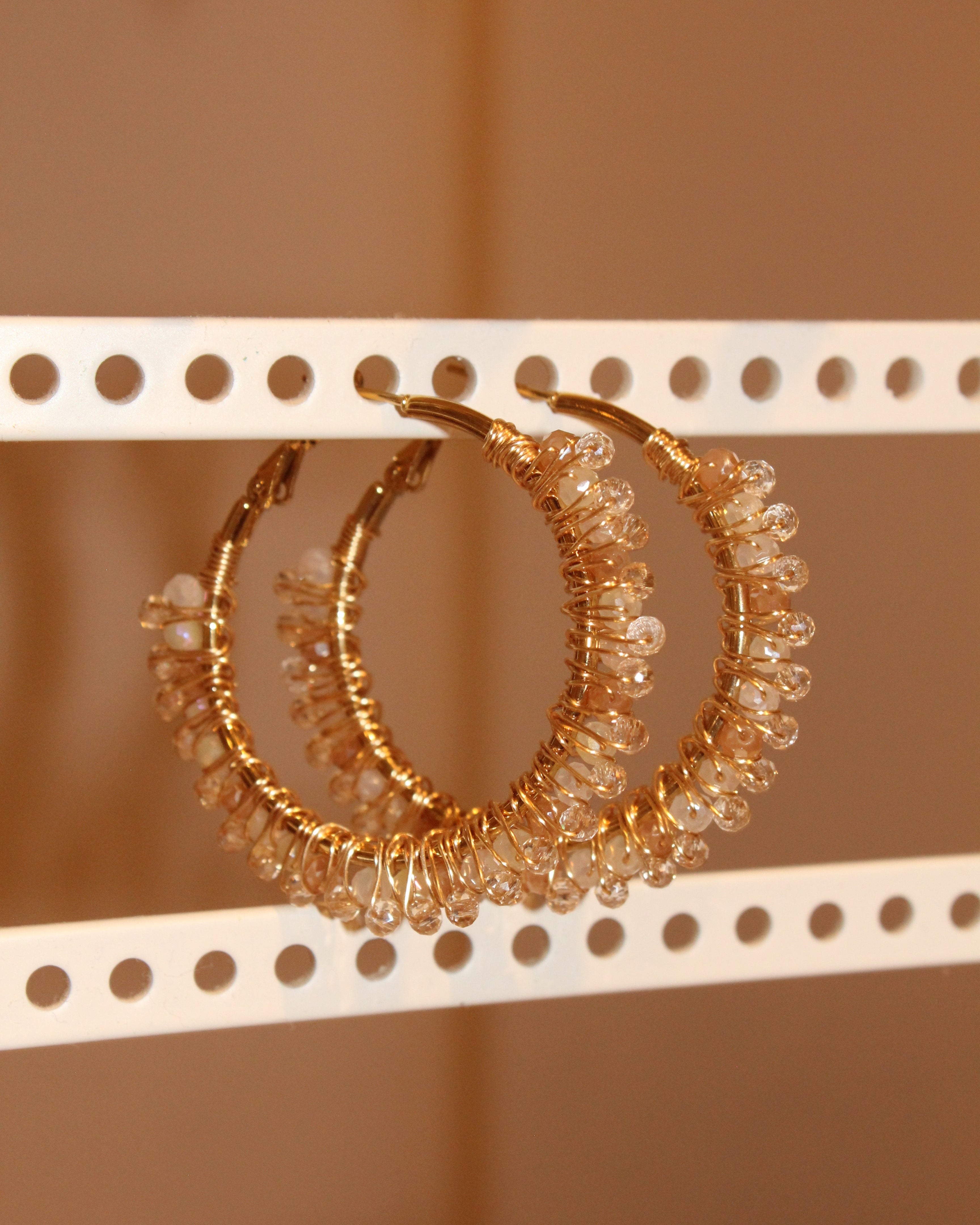 Beaded Hoop Earrings - Sunbeam Gold