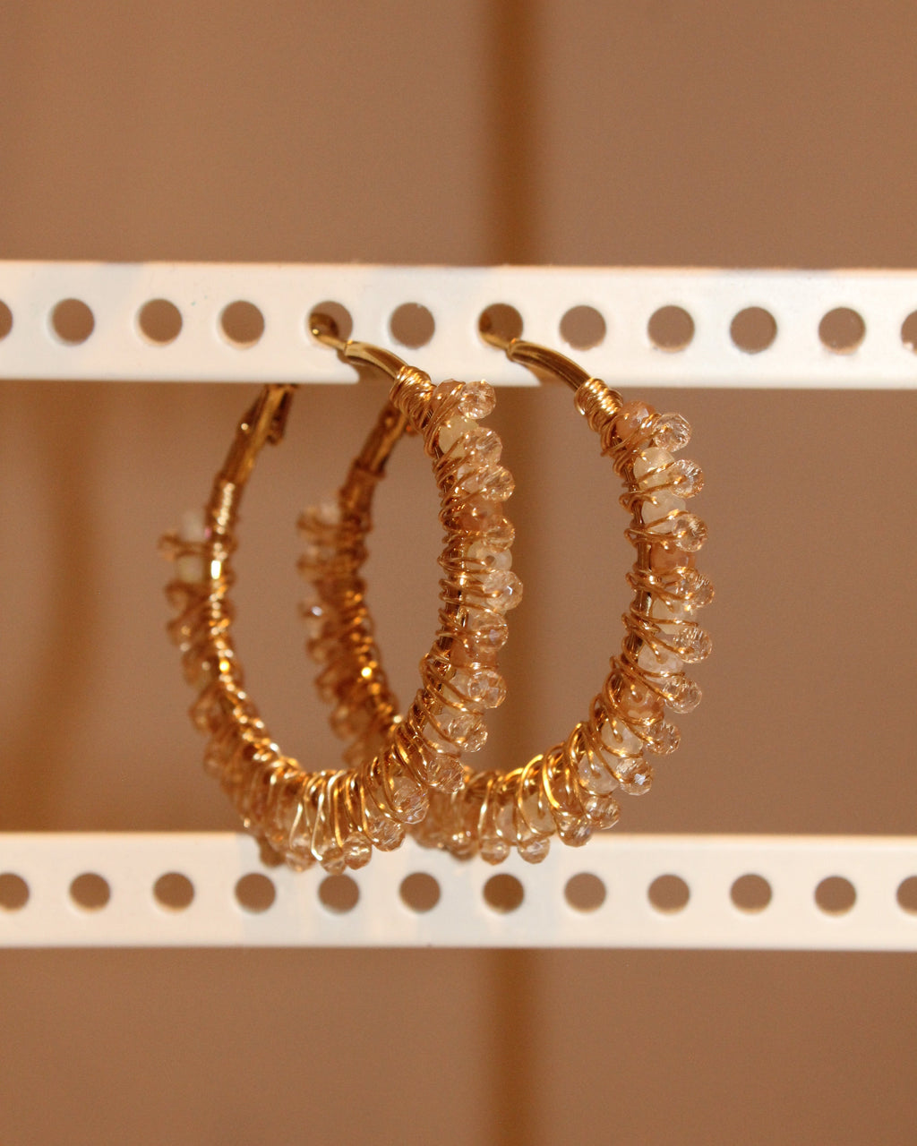 Beaded Hoop Earrings - Sunbeam Gold