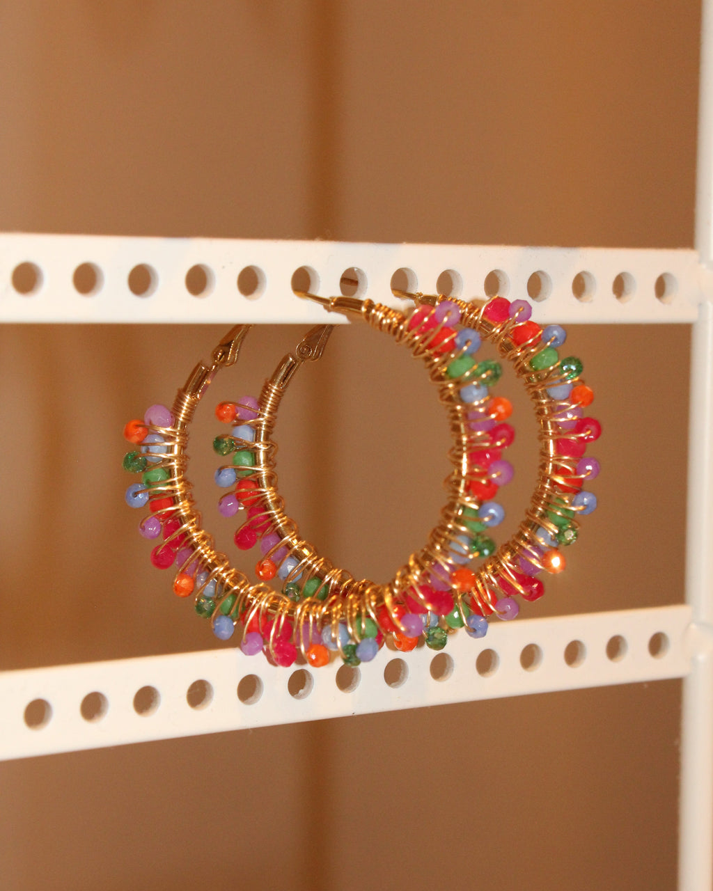 Beaded Hoop Earrings - Fiesta Spark
