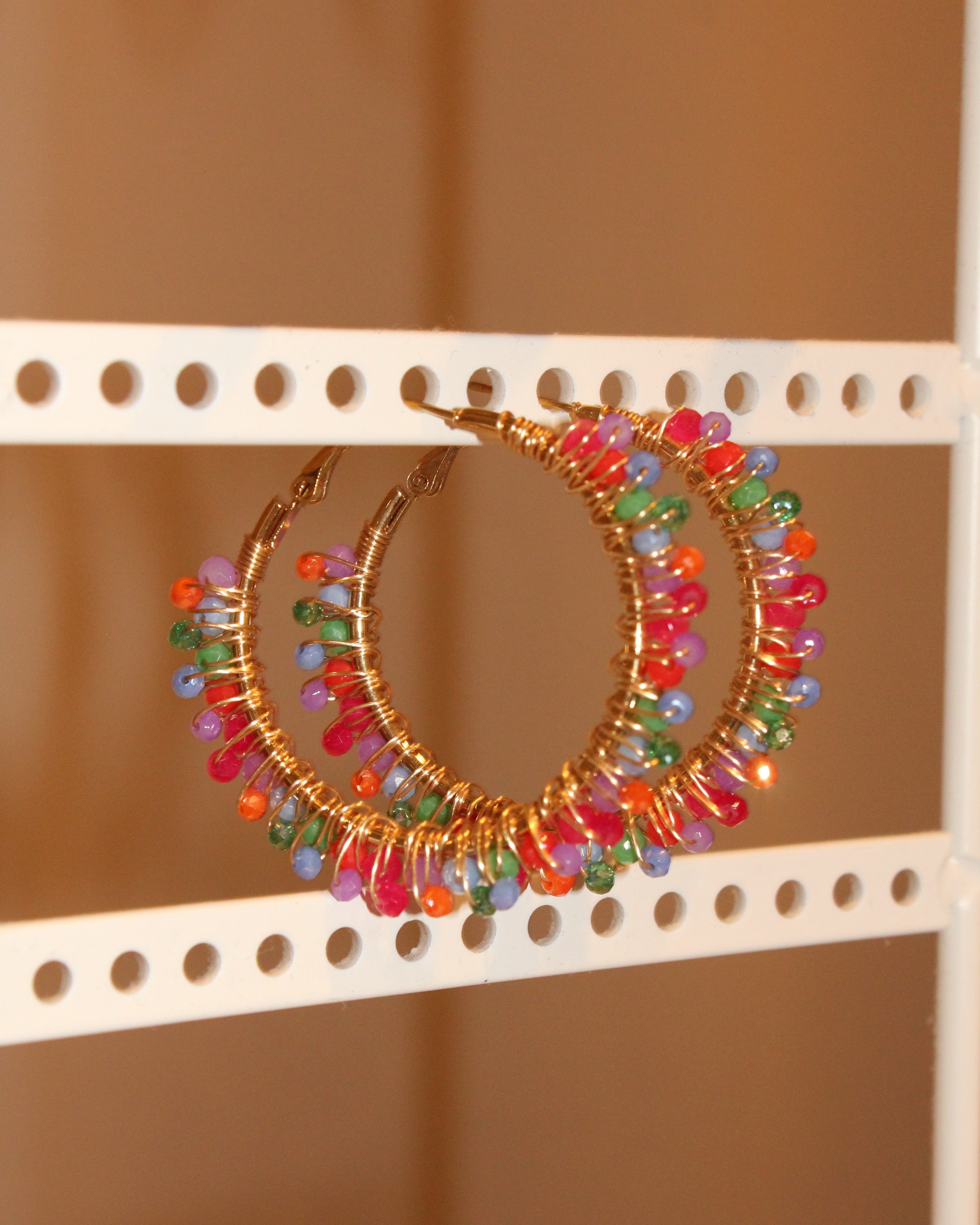 Beaded Hoop Earrings - Fiesta Spark
