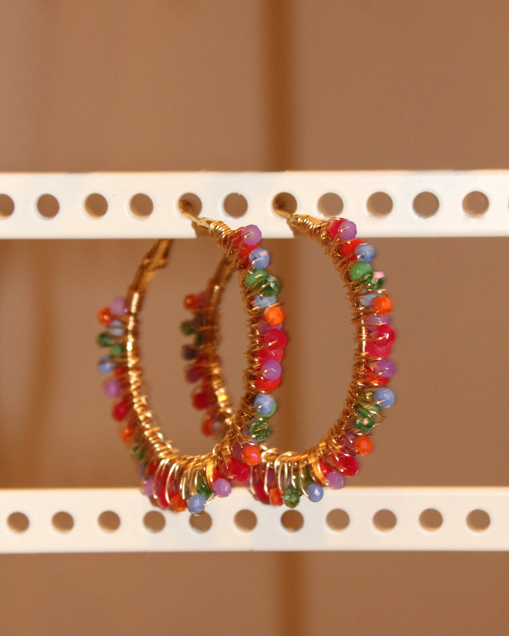 Beaded Hoop Earrings - Fiesta Spark