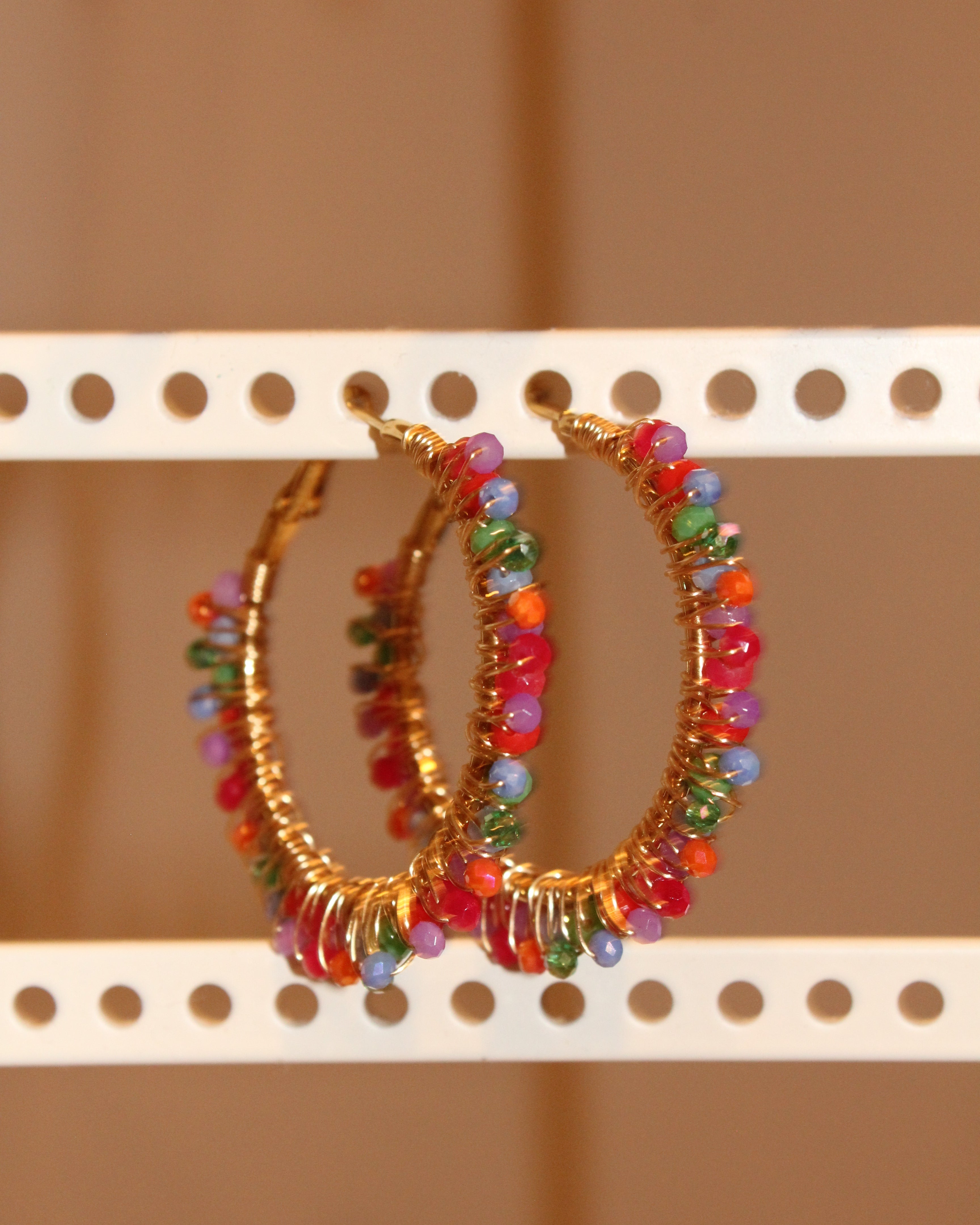 Beaded Hoop Earrings - Fiesta Spark