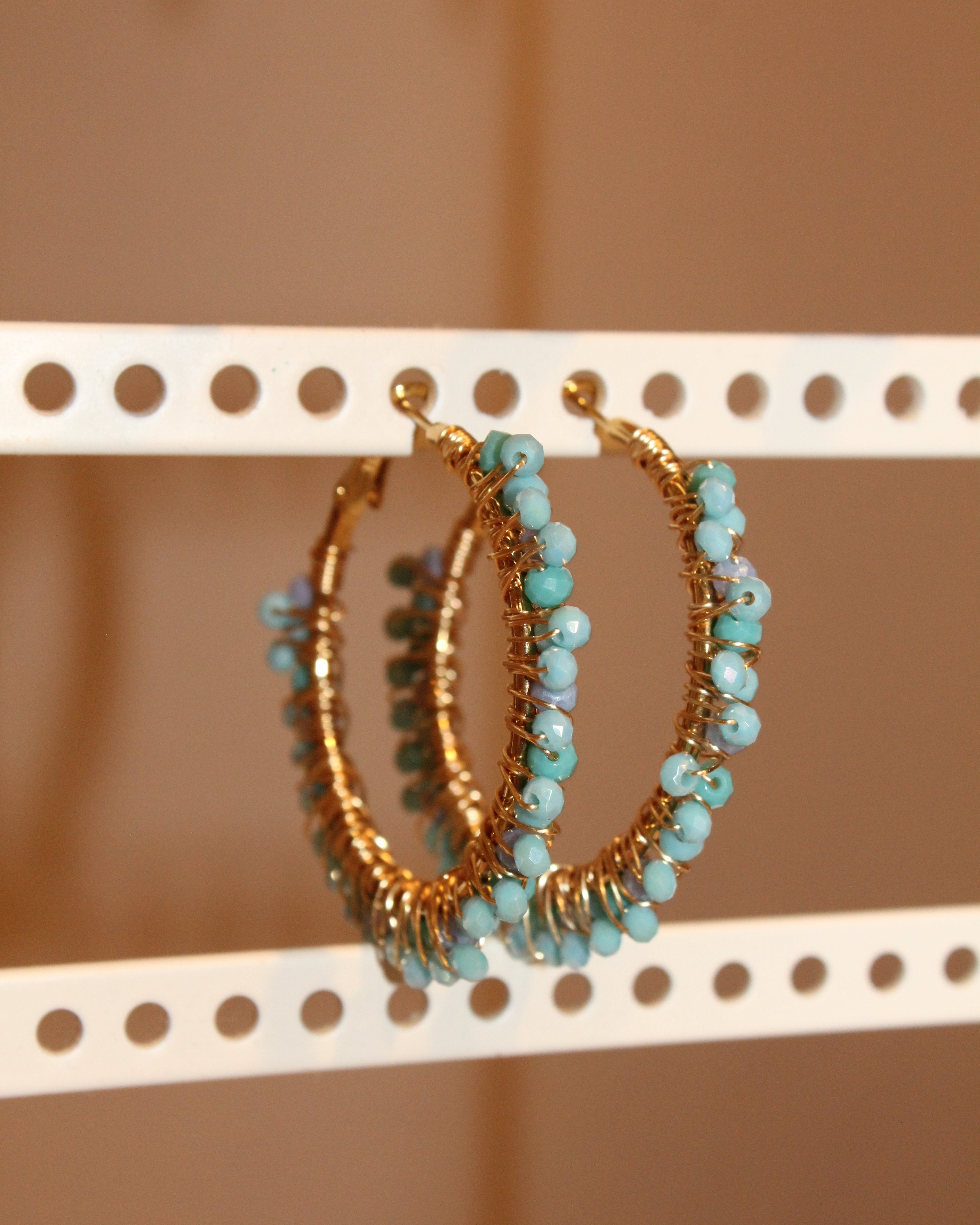 Beaded Hoop Earrings - Ocean Breeze