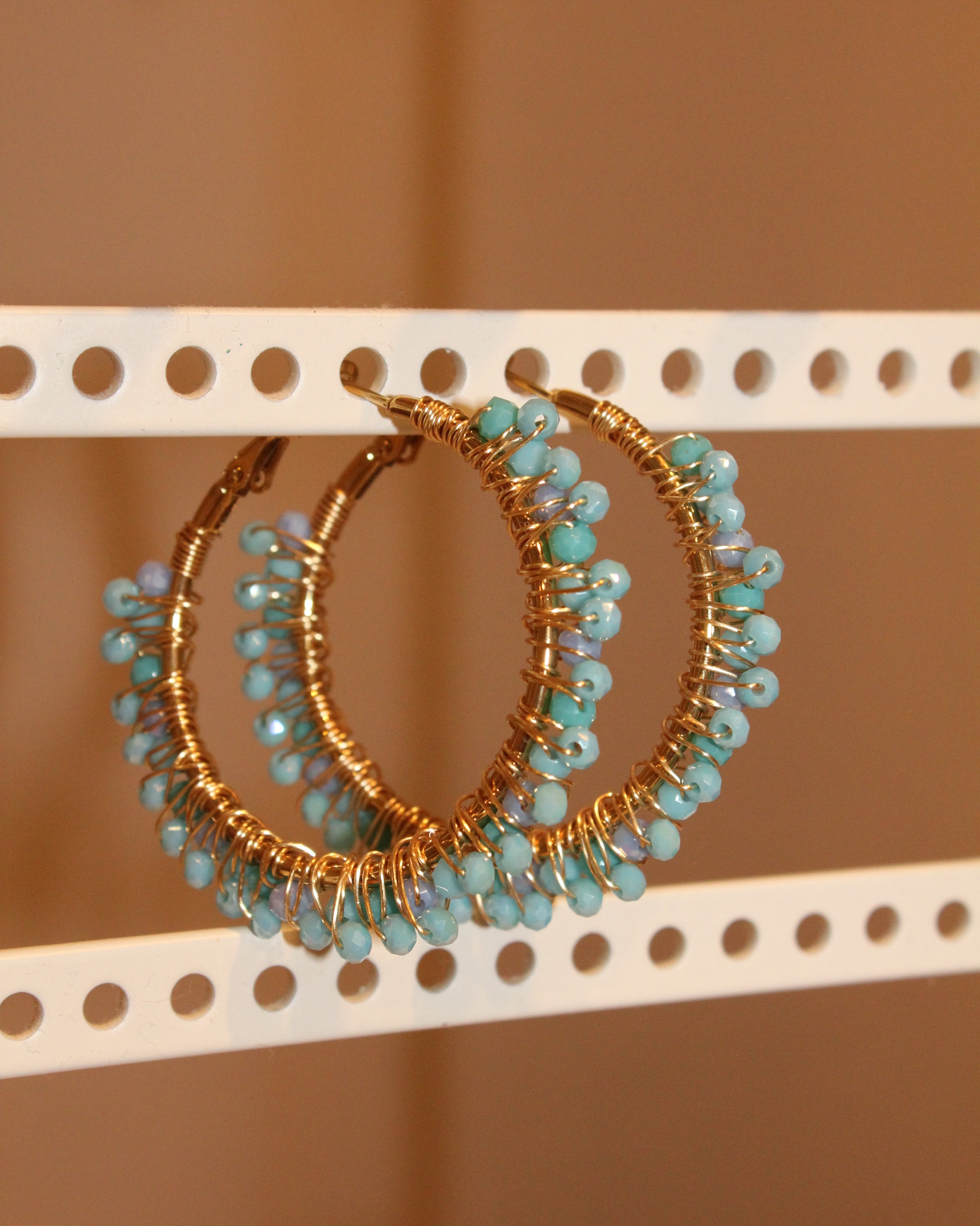 Beaded Hoop Earrings - Ocean Breeze