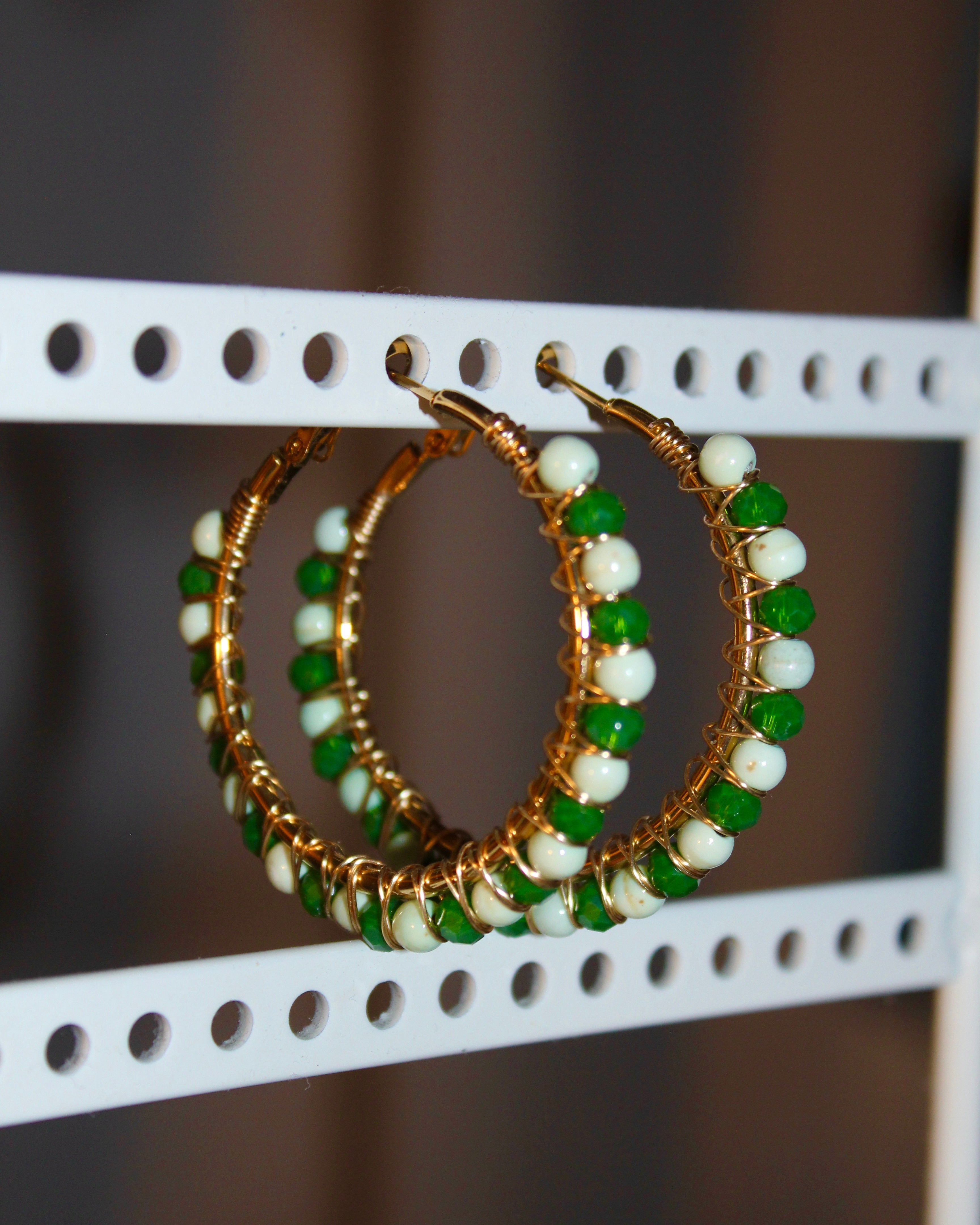 Beaded Hoop Earrings - Lime Love