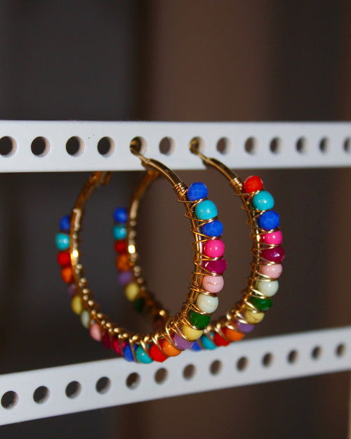 Beaded Hoop Earrings - Confetti Dreams