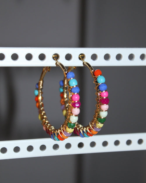 Beaded Hoop Earrings - Confetti Dreams