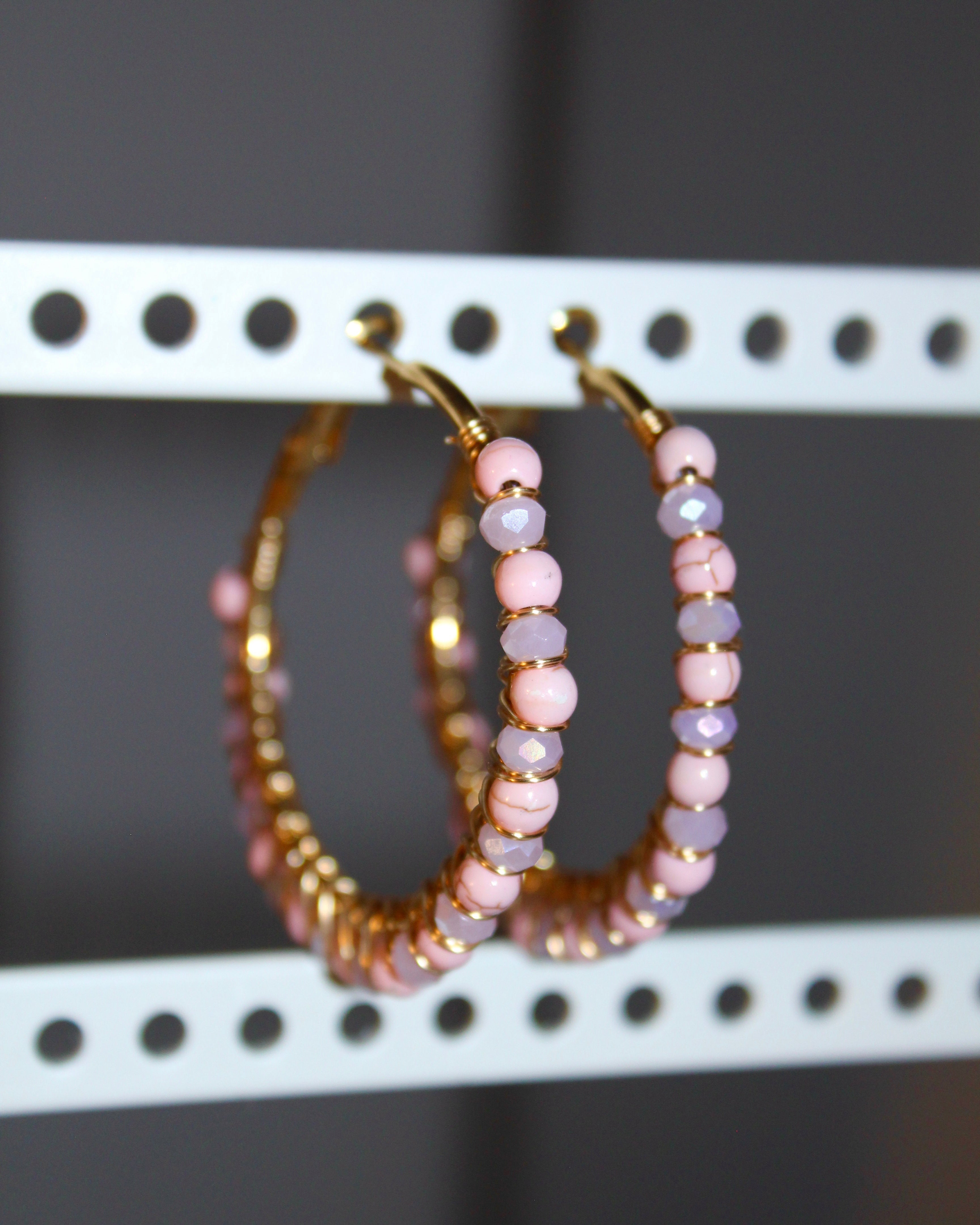 Beaded Hoop Earrings - Fairy Bloom