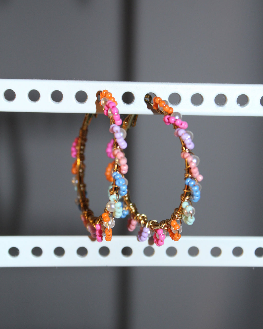 Beaded Hoop Earrings - Colorful Summer