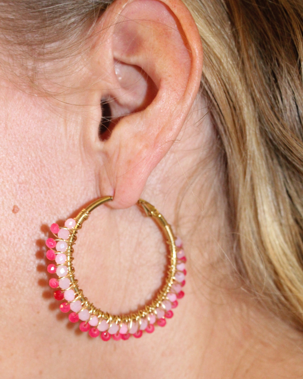 Beaded Hoop Earrings - Pinkie Pie