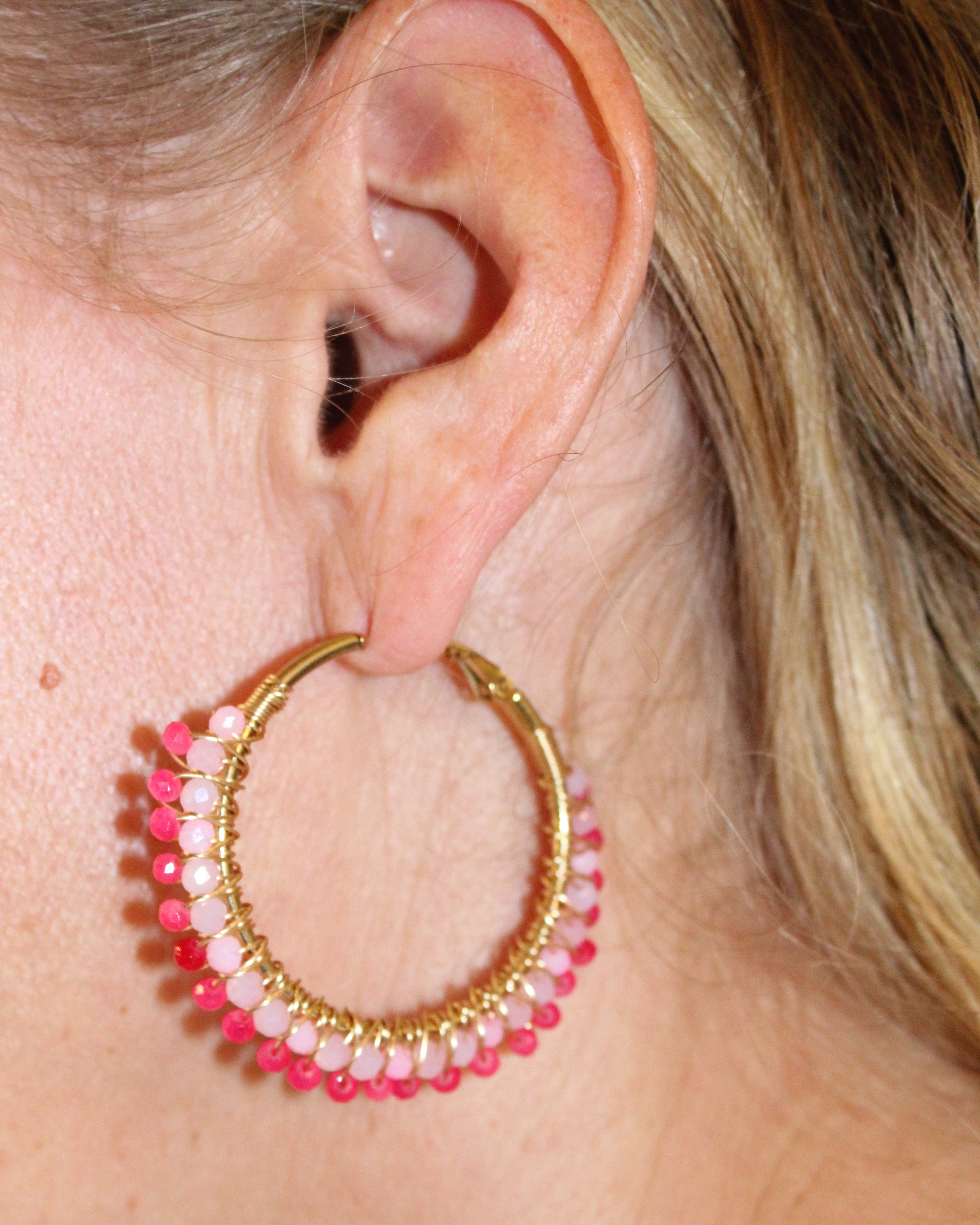 Beaded Hoop Earrings - Pinkie Pie