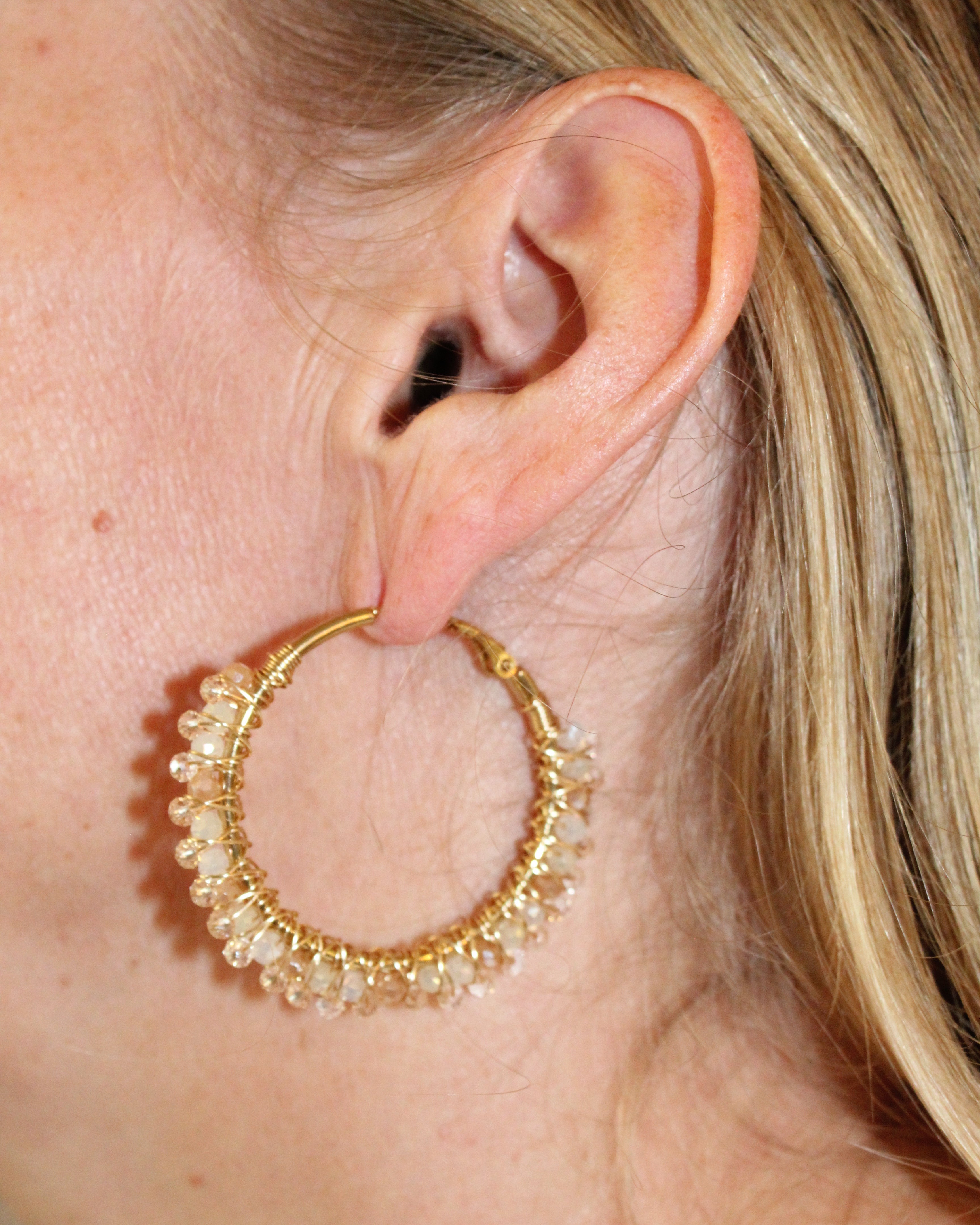 Beaded Hoop Earrings - Sunbeam Gold