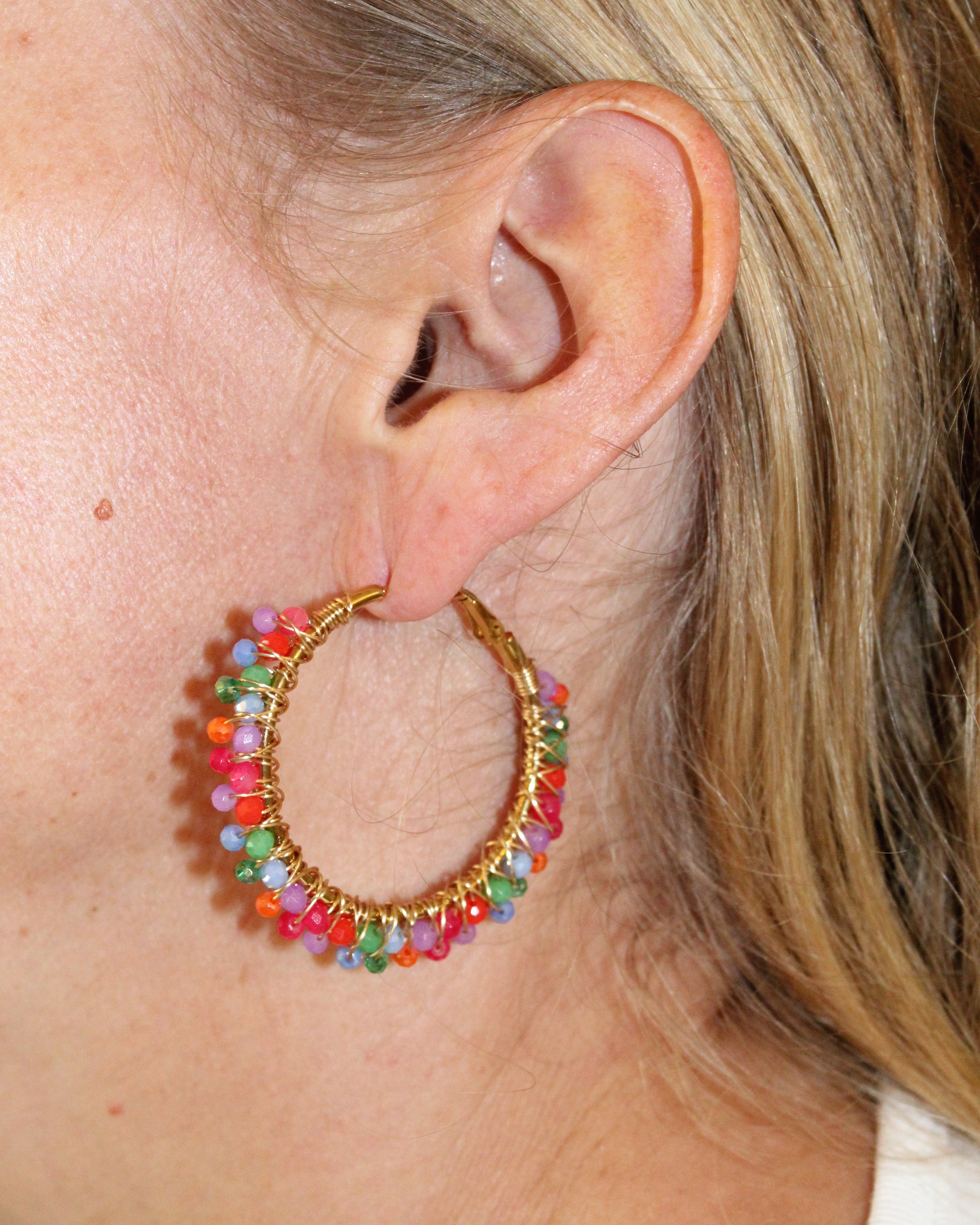 Beaded Hoop Earrings - Fiesta Spark