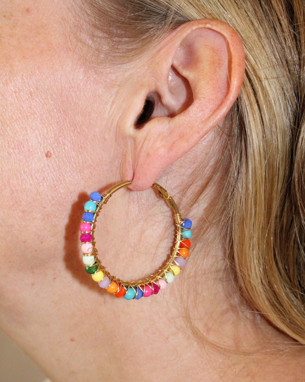 Beaded Hoop Earrings - Confetti Dreams
