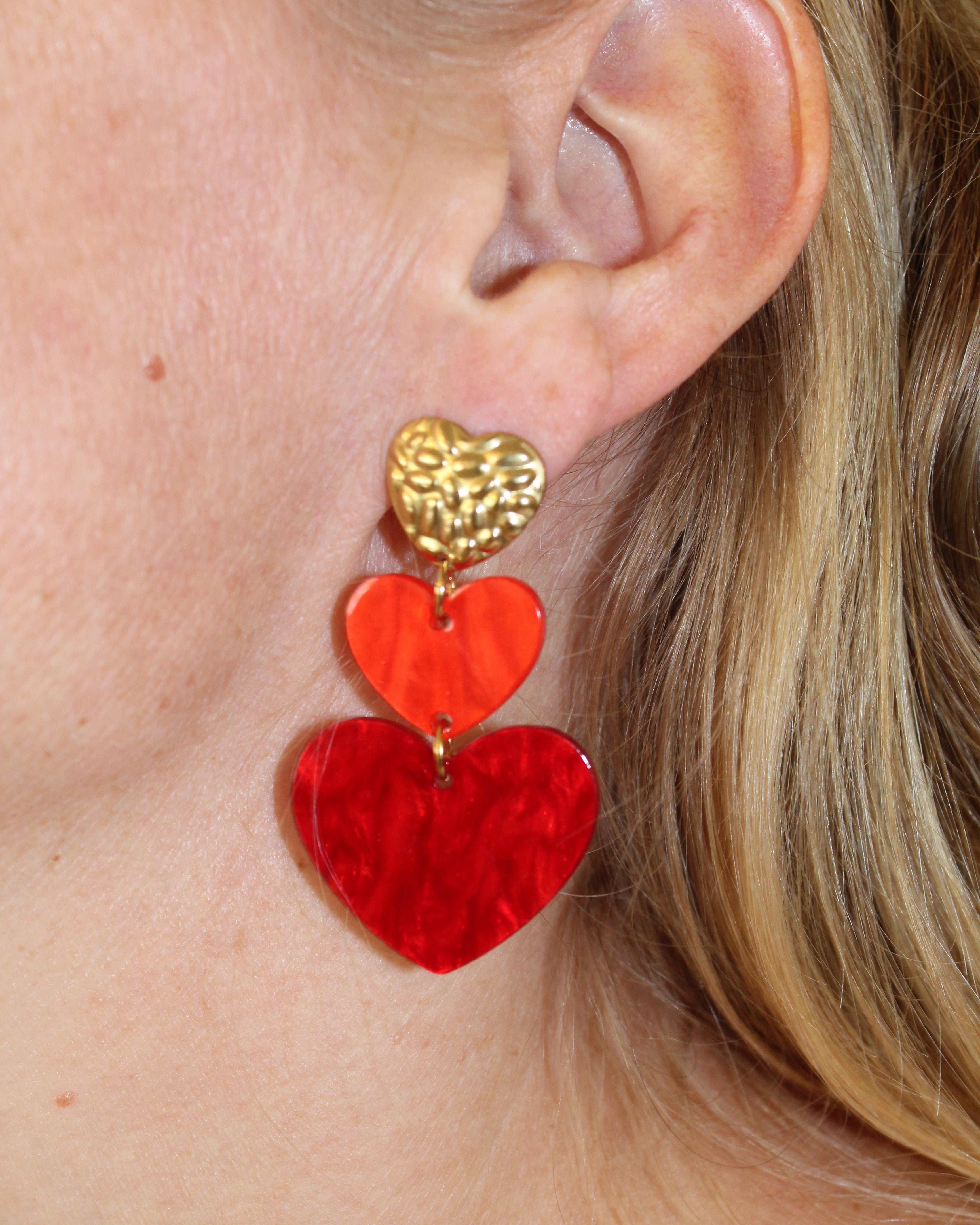 Triple Heart Earrings