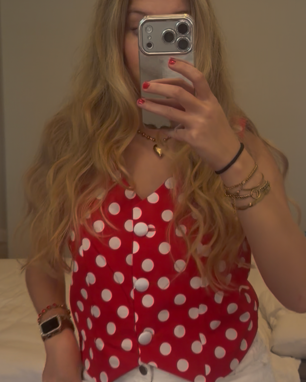 Annie Polka Dot Vest / Red White