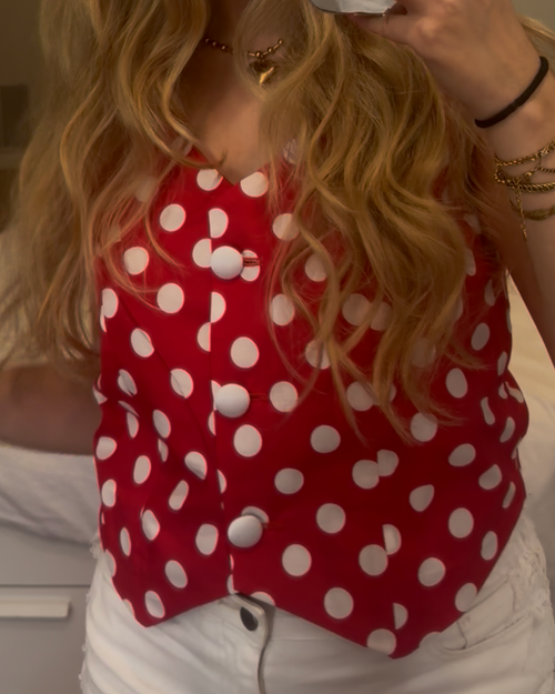 Annie Polka Dot Vest / Red White