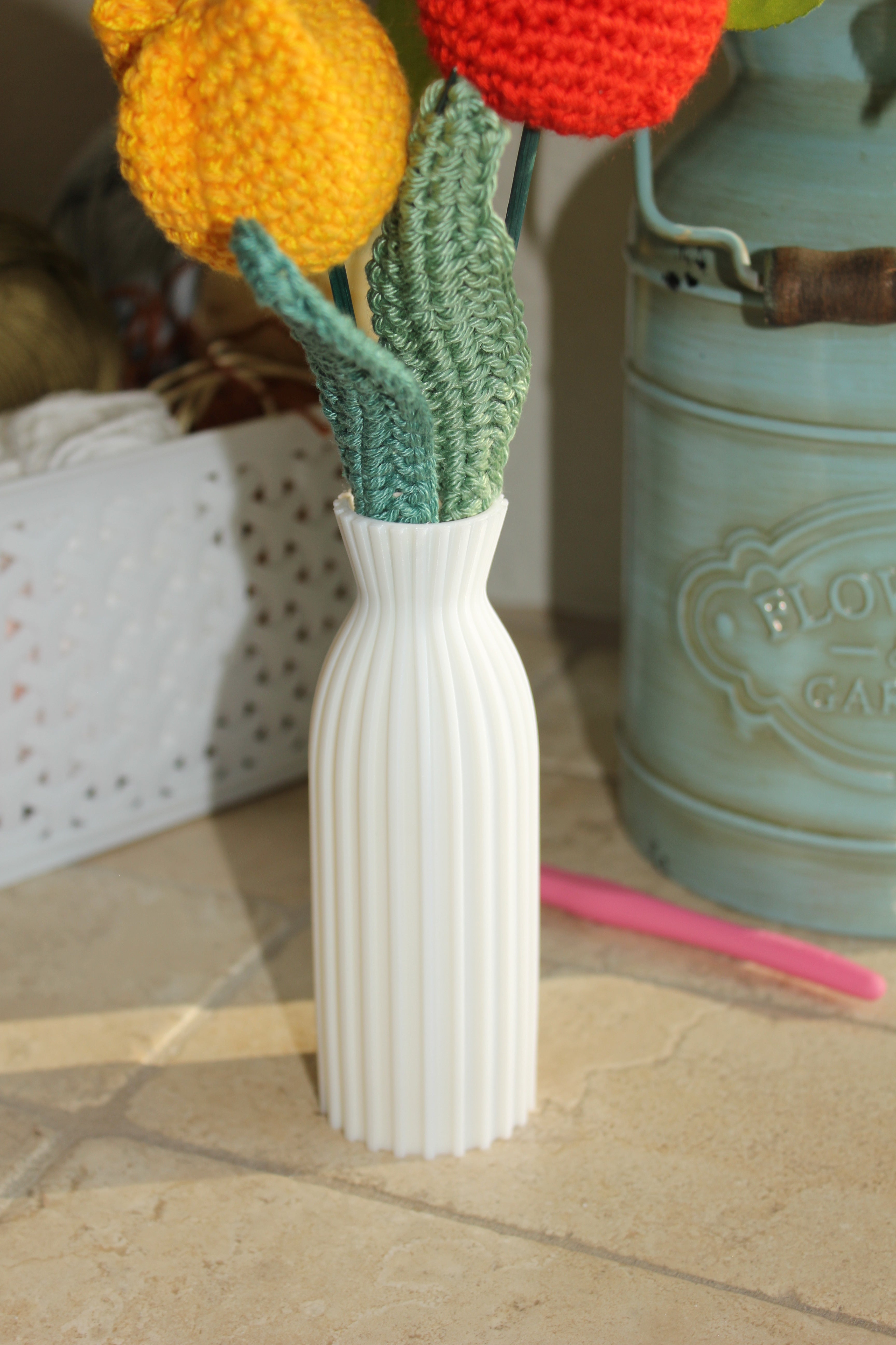 Sunlit Tulips - White Vase