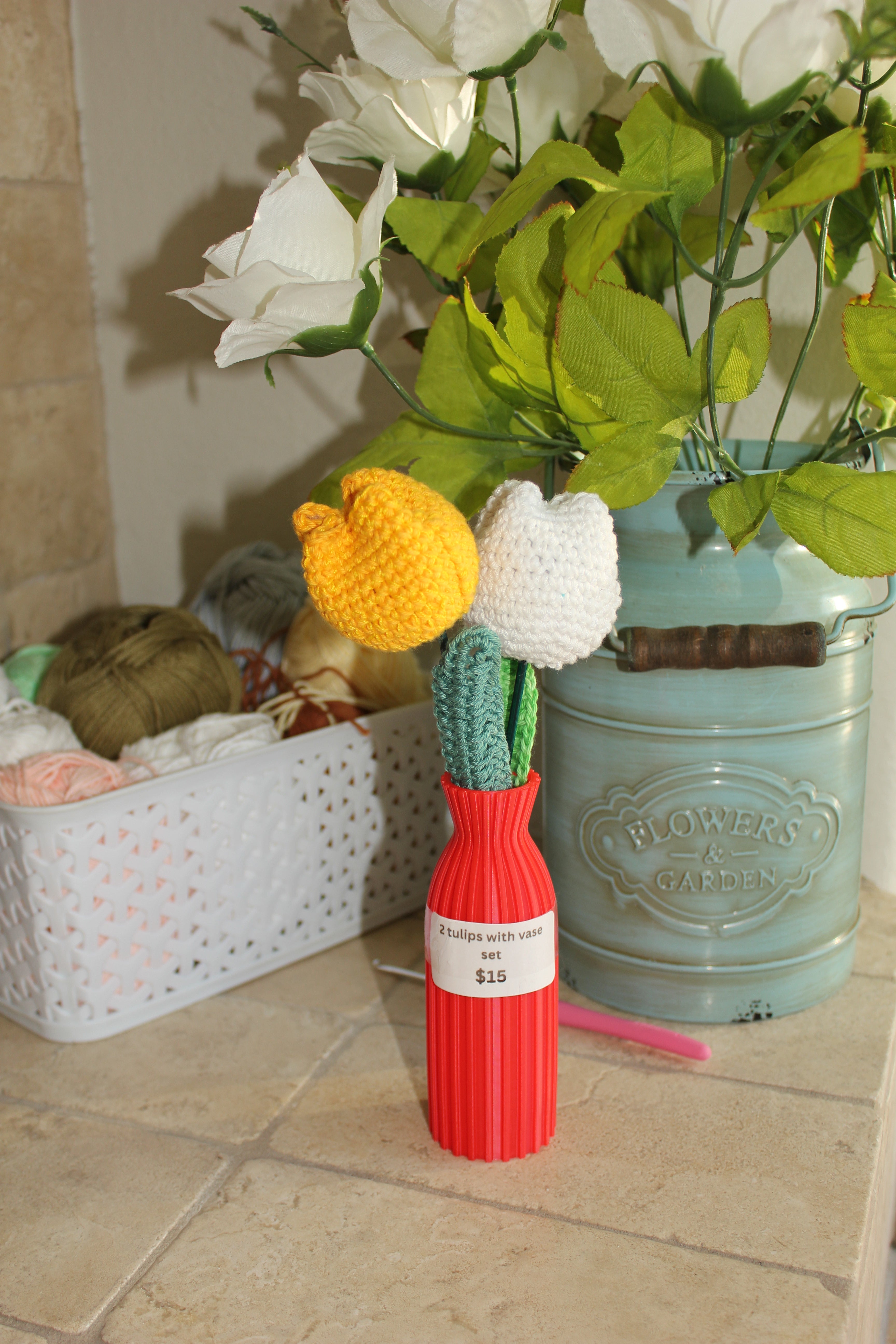 Spring Tulips - Red Vase