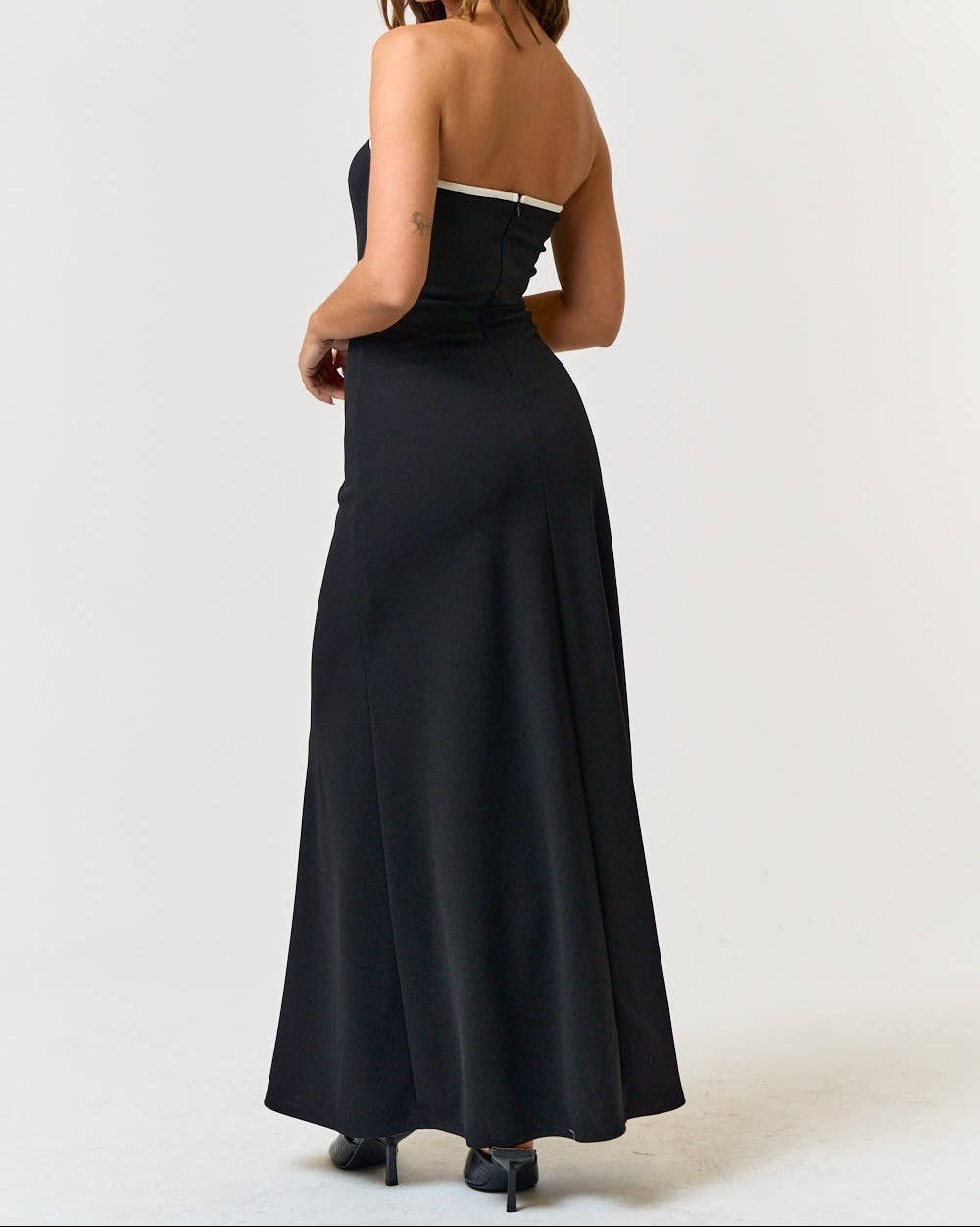 Black Contrast Bow Maxi Dress