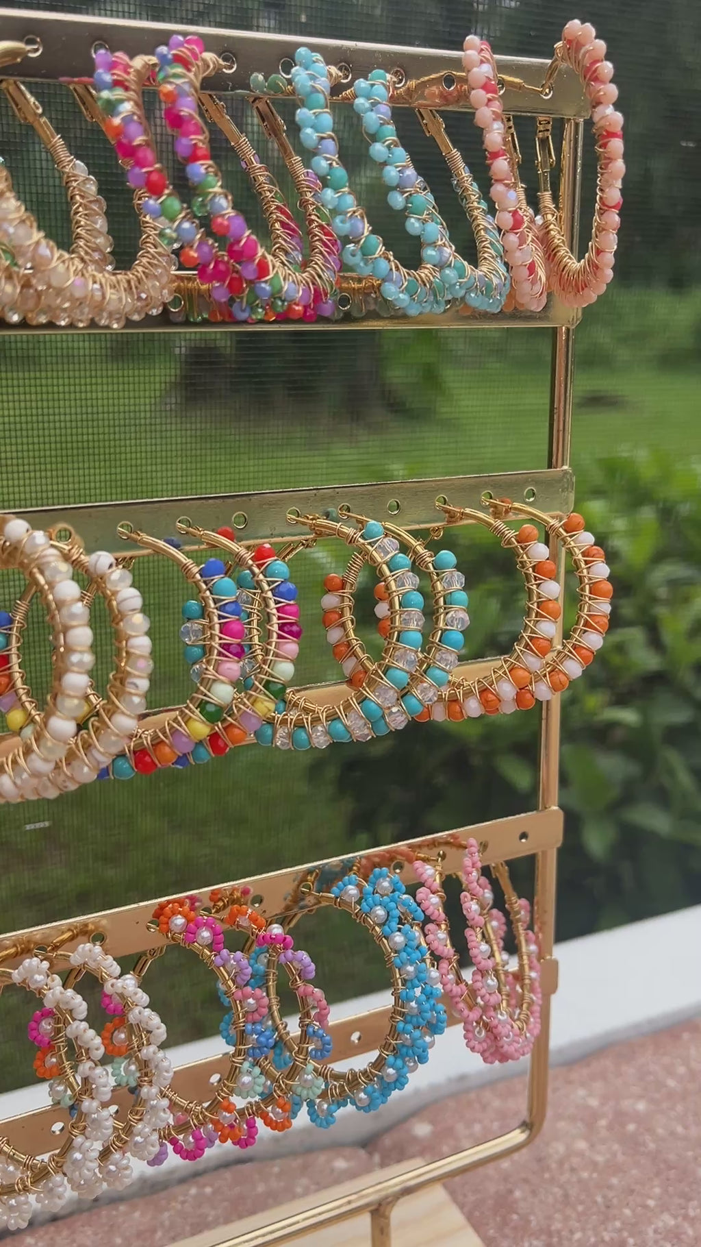 Beaded Hoop Earrings - Berry Pop