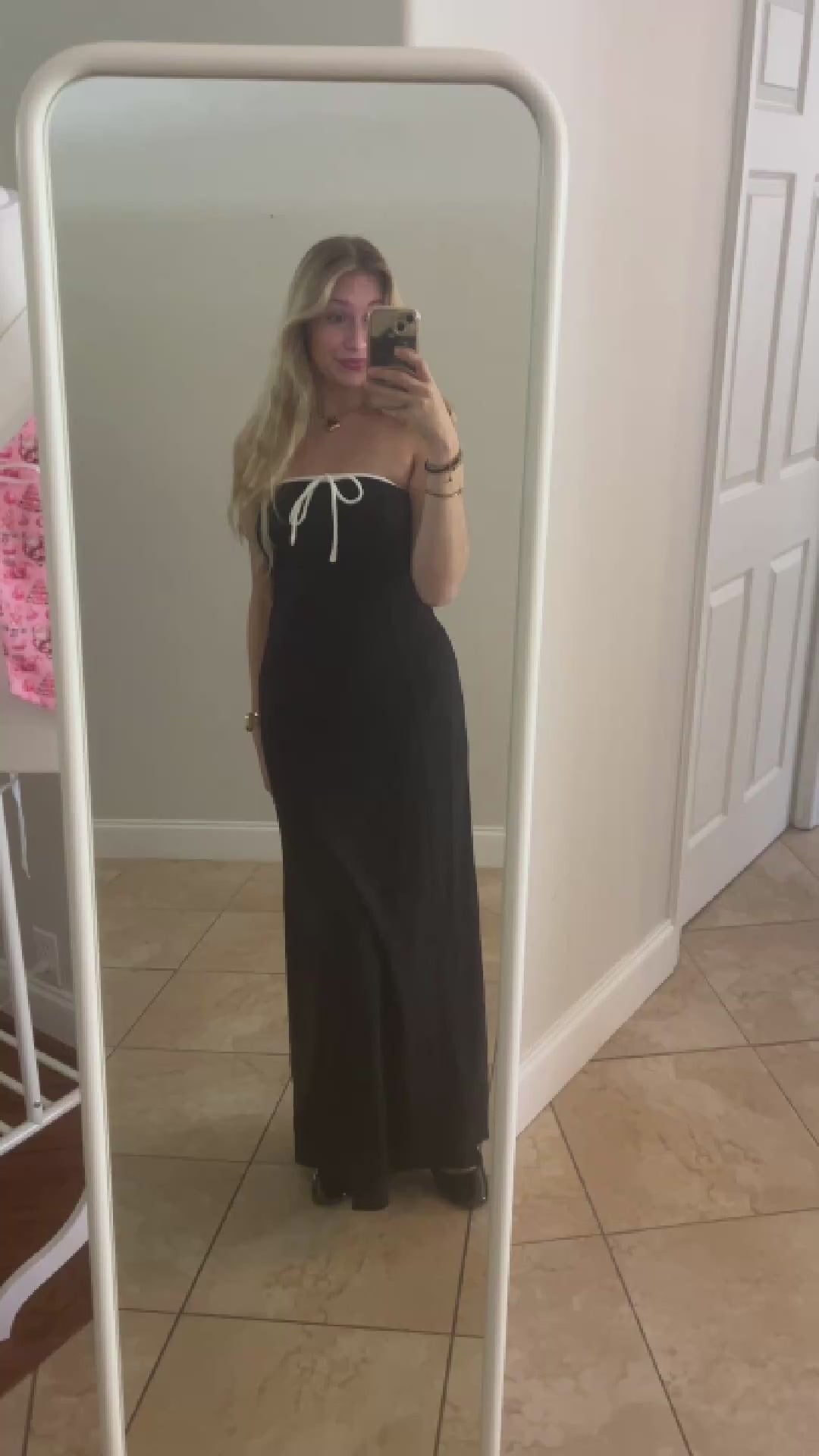 Black Contrast Bow Maxi Dress