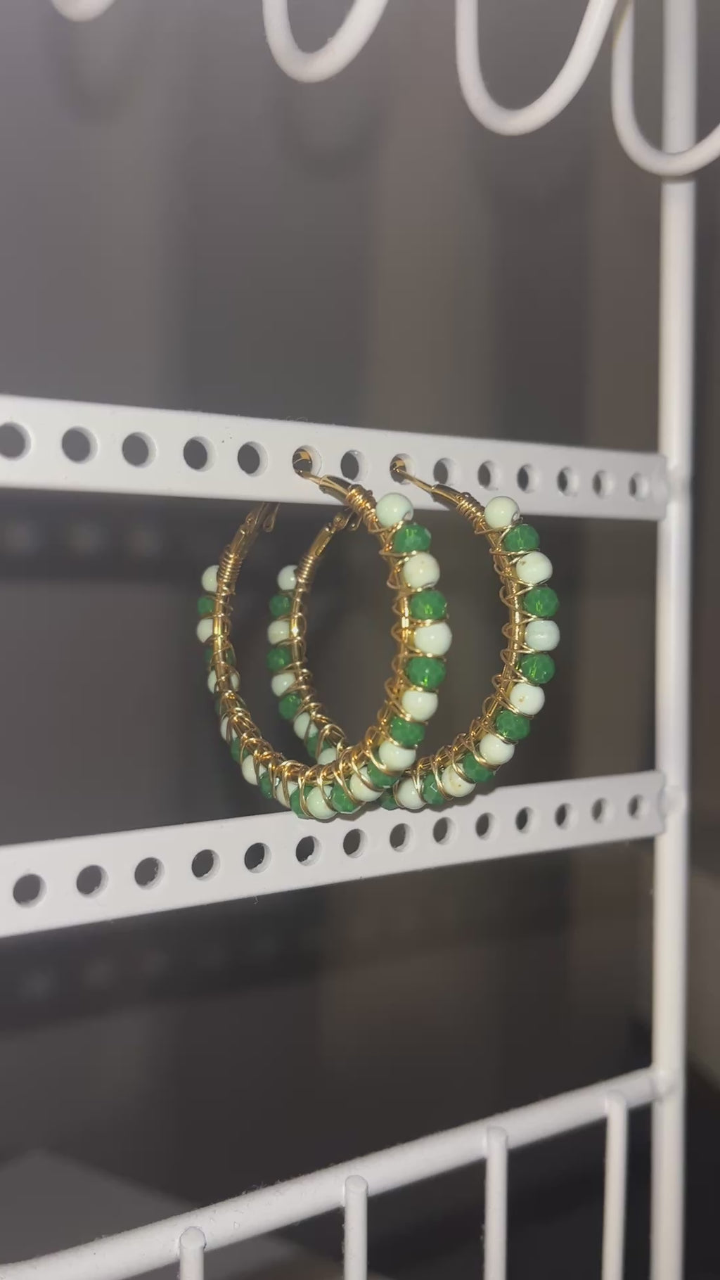 Beaded Hoop Earrings - Lime Love