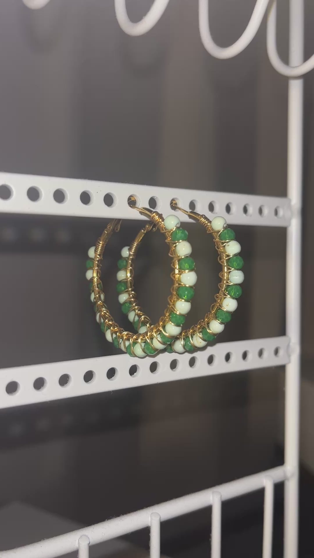 Beaded Hoop Earrings - Lime Love