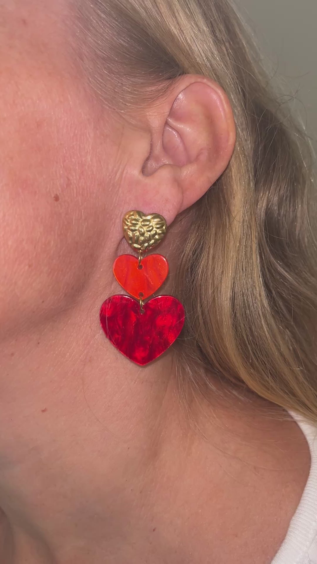 Triple Heart Earrings
