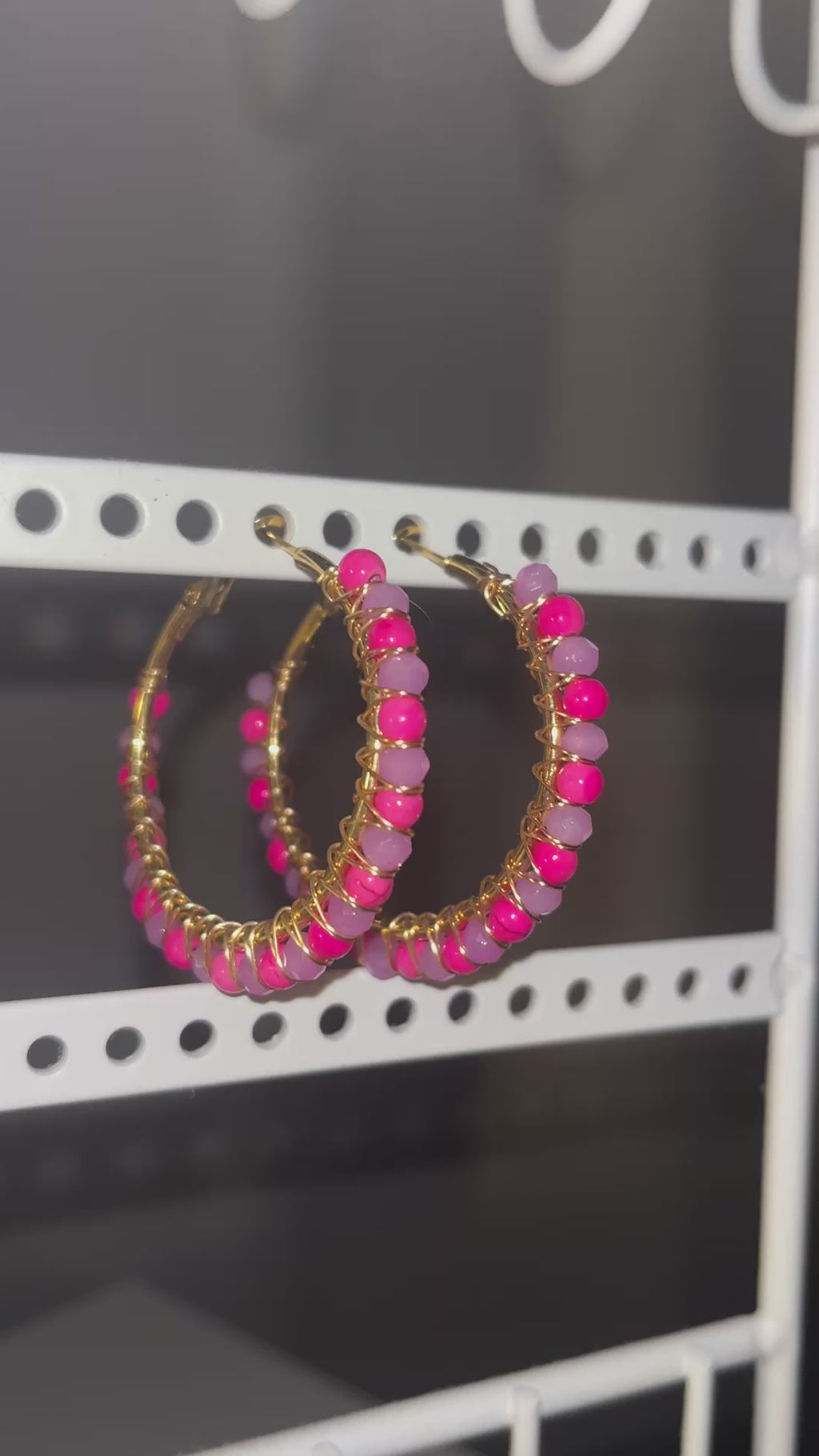 Beaded Hoop Earrings - Berry Pop