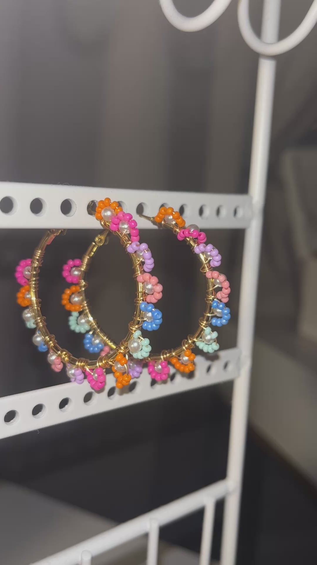 Beaded Hoop Earrings - Colorful Summer