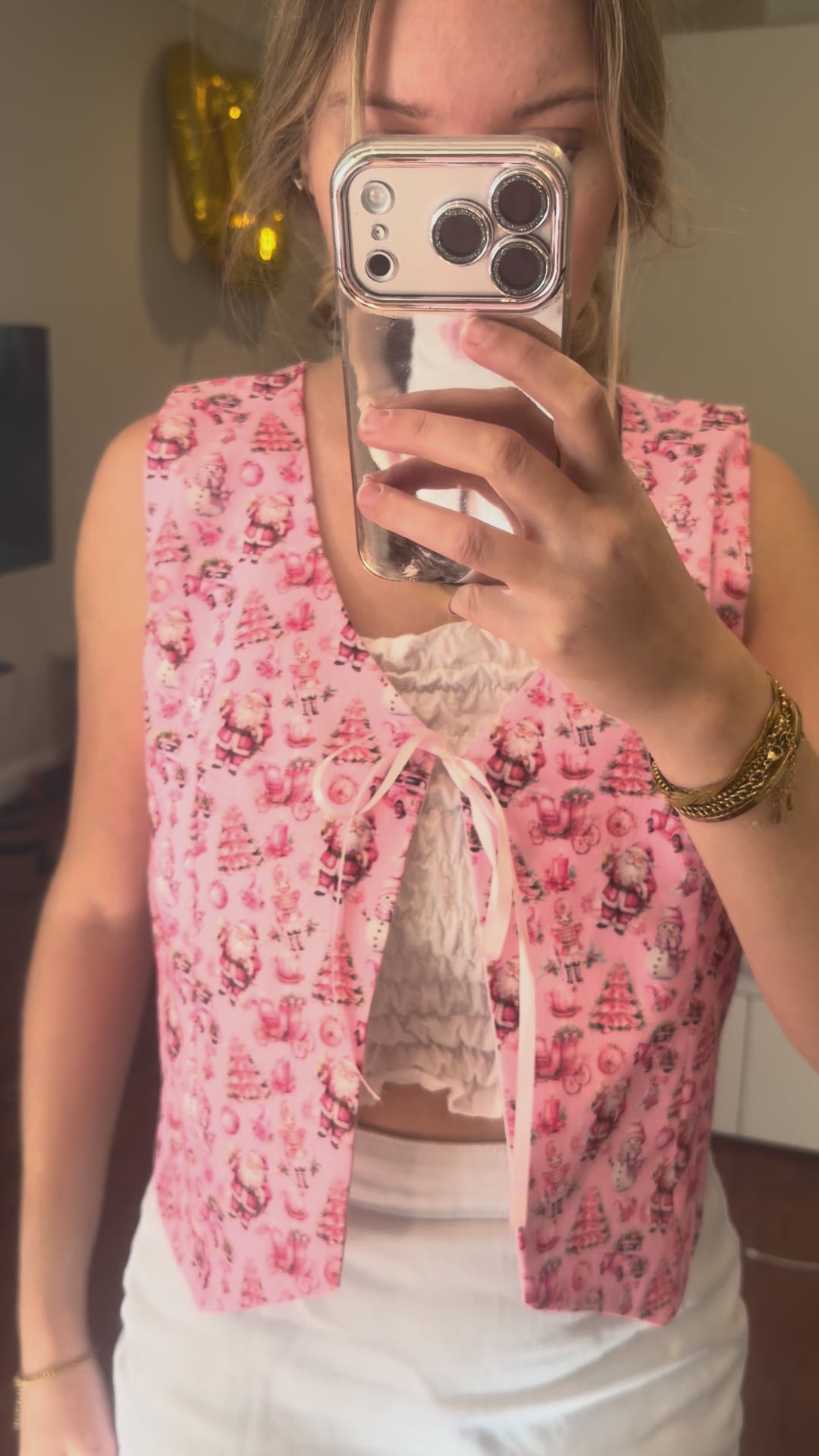 Pink Christmas Tie Vest