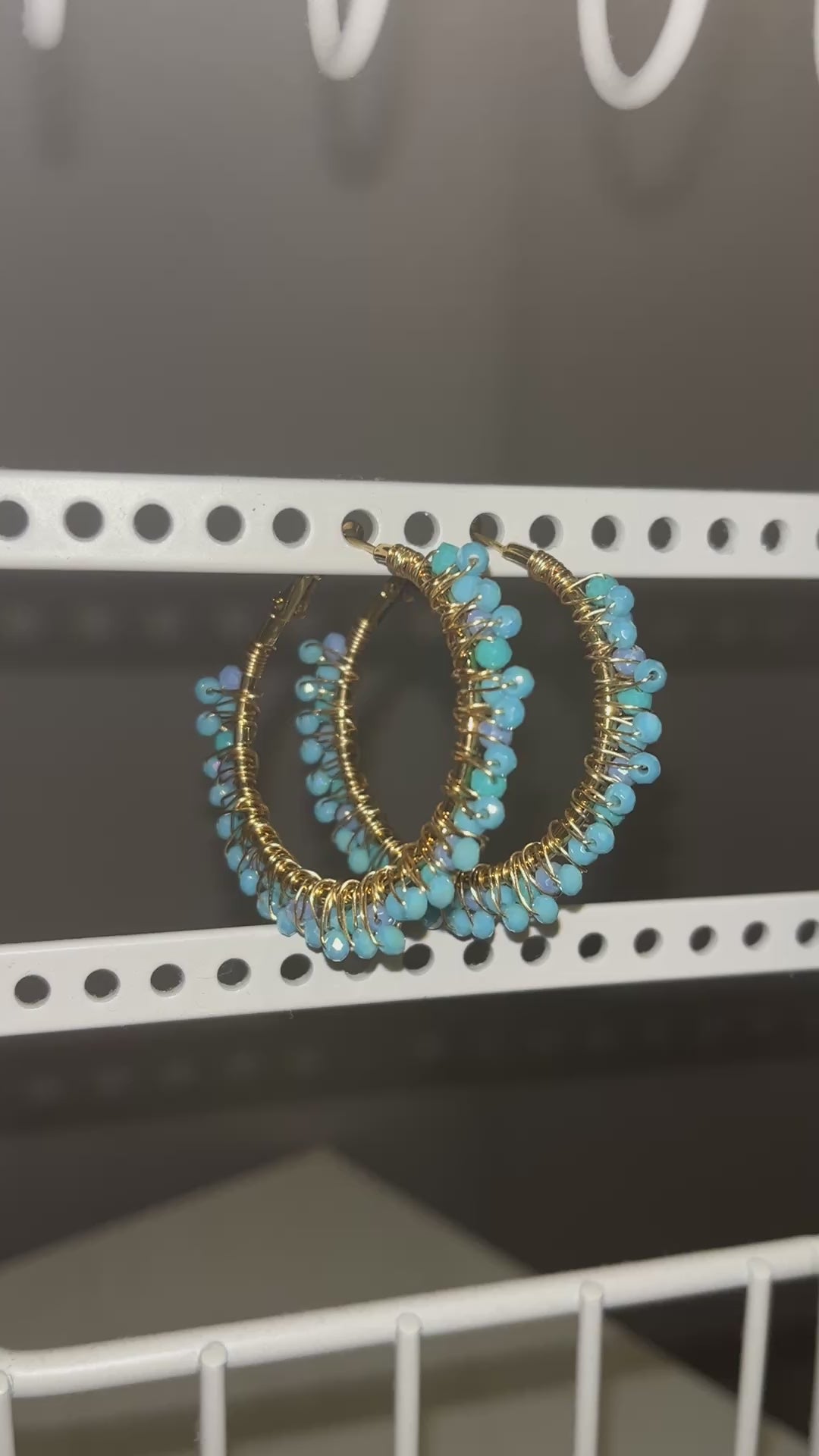 Beaded Hoop Earrings - Ocean Breeze